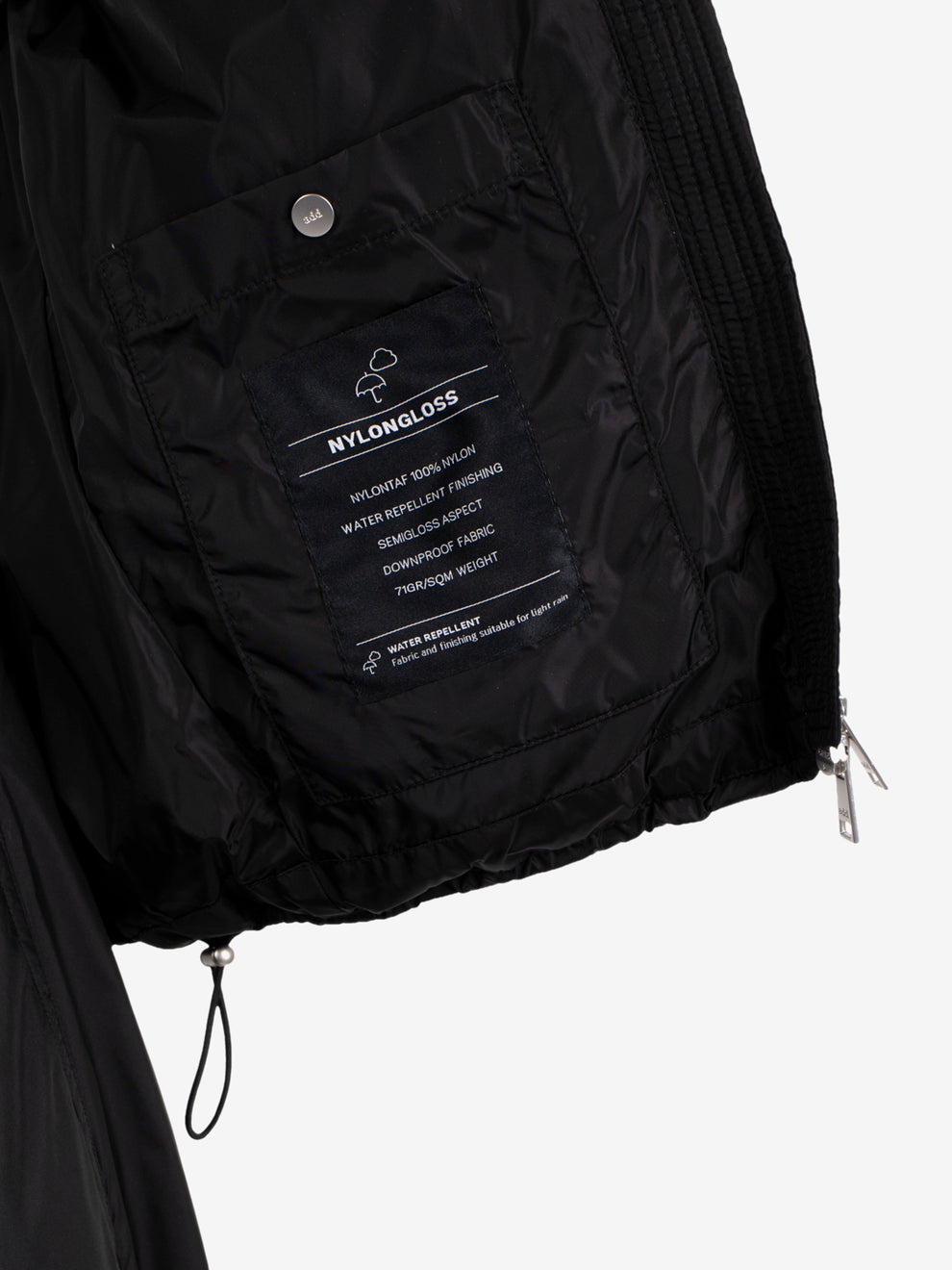 HOODED DOWN BOMBER NYLON GLOSS BLACK JWA004-NNYG_90