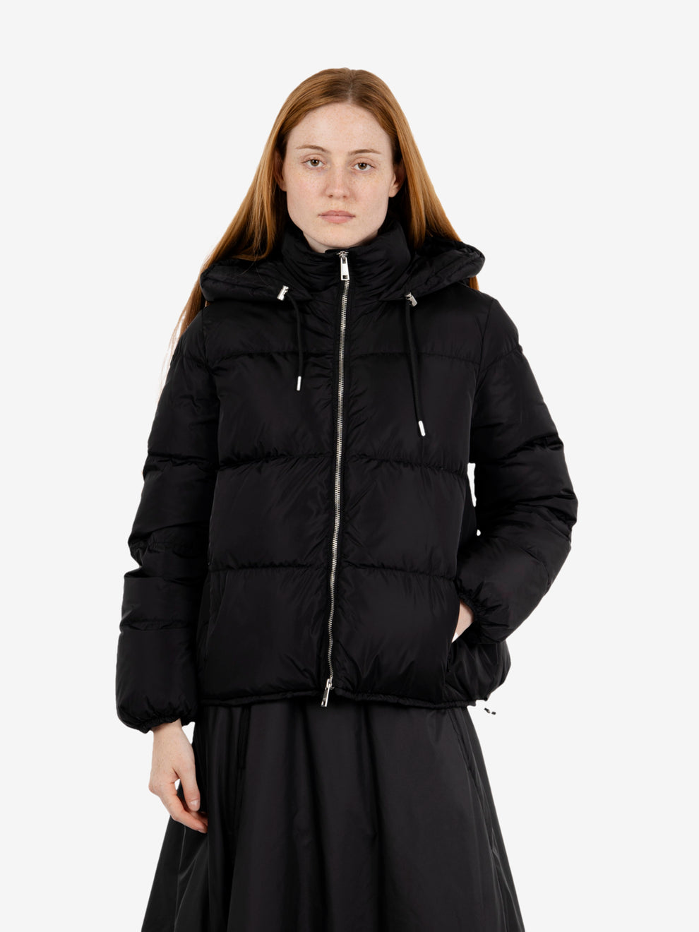 HOODED DOWN BOMBER NYLON GLOSS BLACK JWA004-NNYG_90