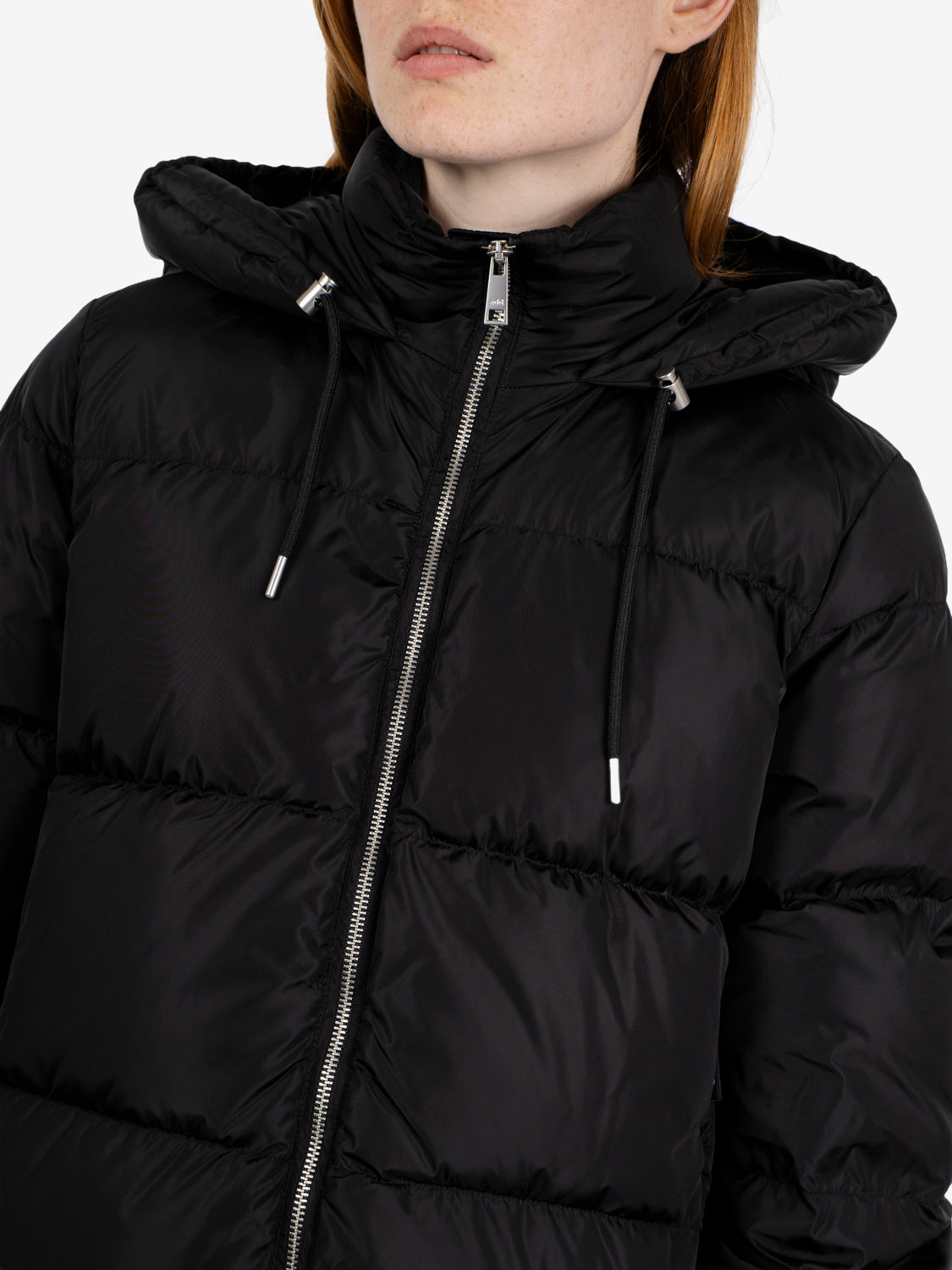HOODED DOWN BOMBER NYLON GLOSS BLACK JWA004-NNYG_90
