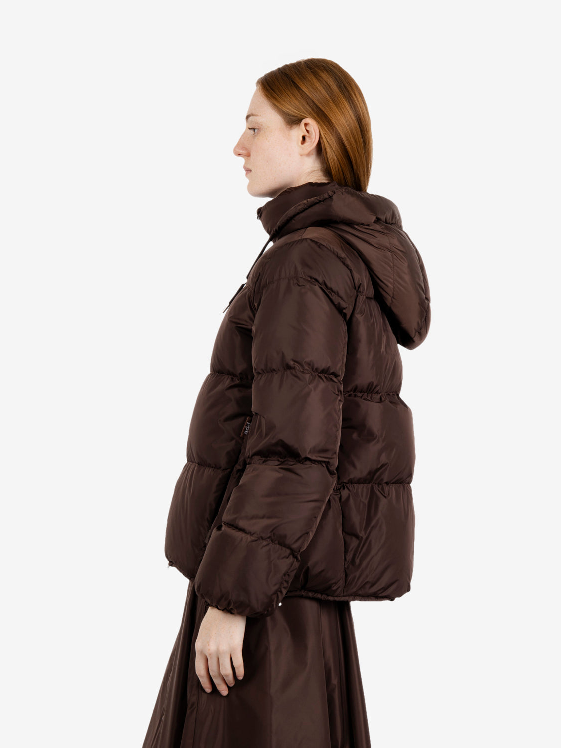 HOODED DOWN BOMBER GLOSS NYLON BROWN JWA004-NNYG_10