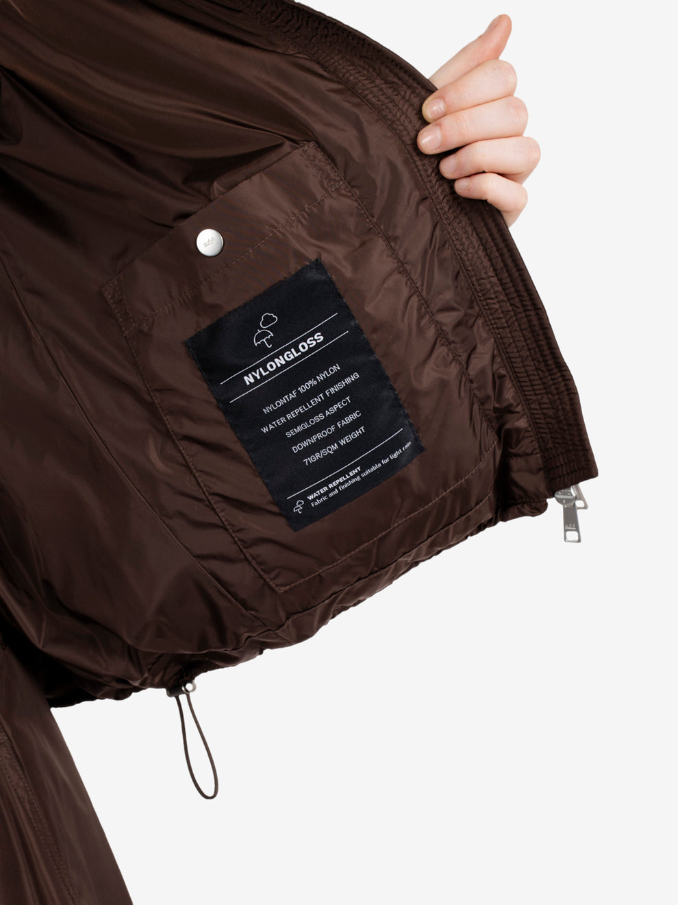HOODED DOWN BOMBER GLOSS NYLON BROWN JWA004-NNYG_10