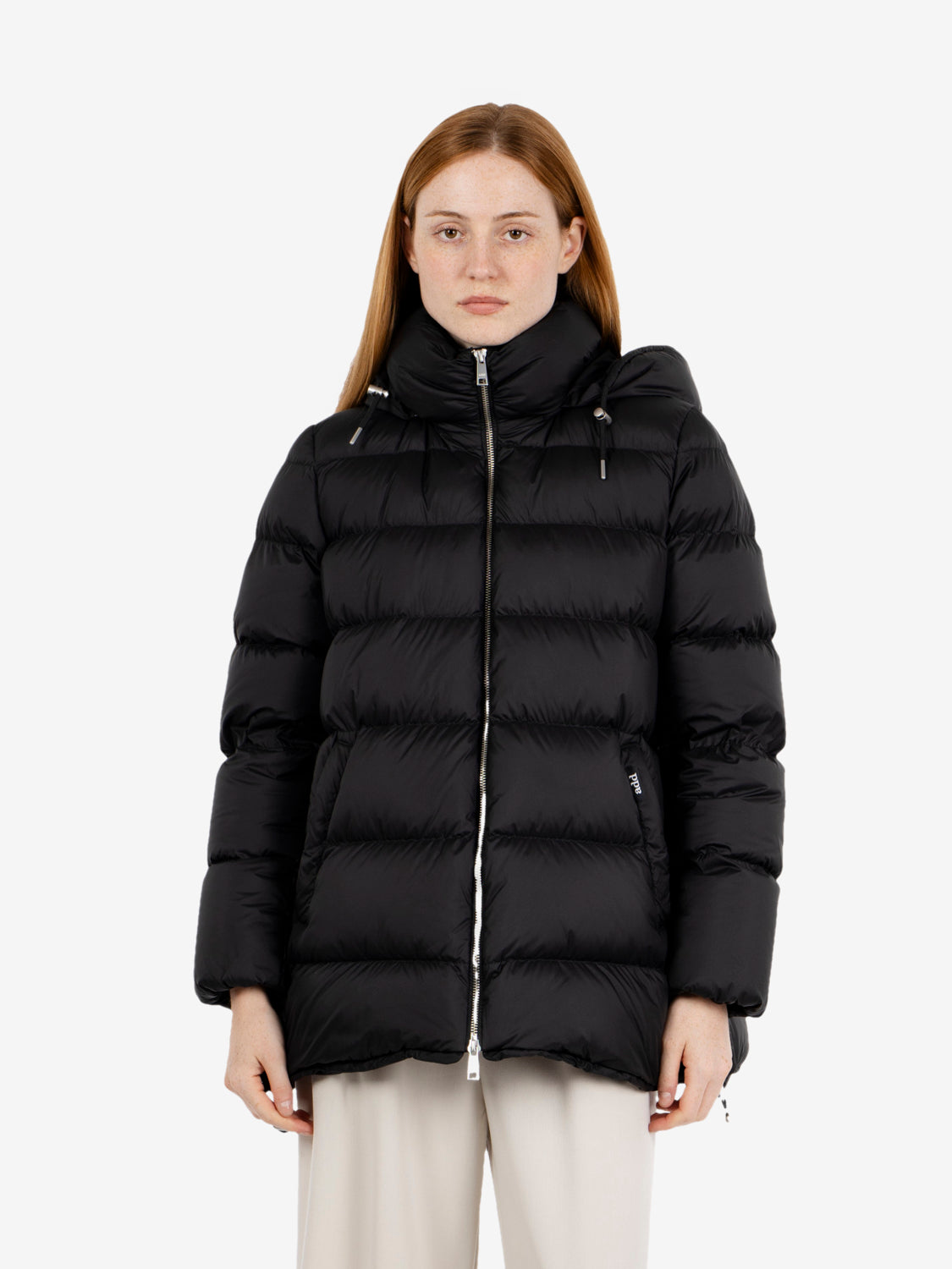 Hooded down jacket cocoon black