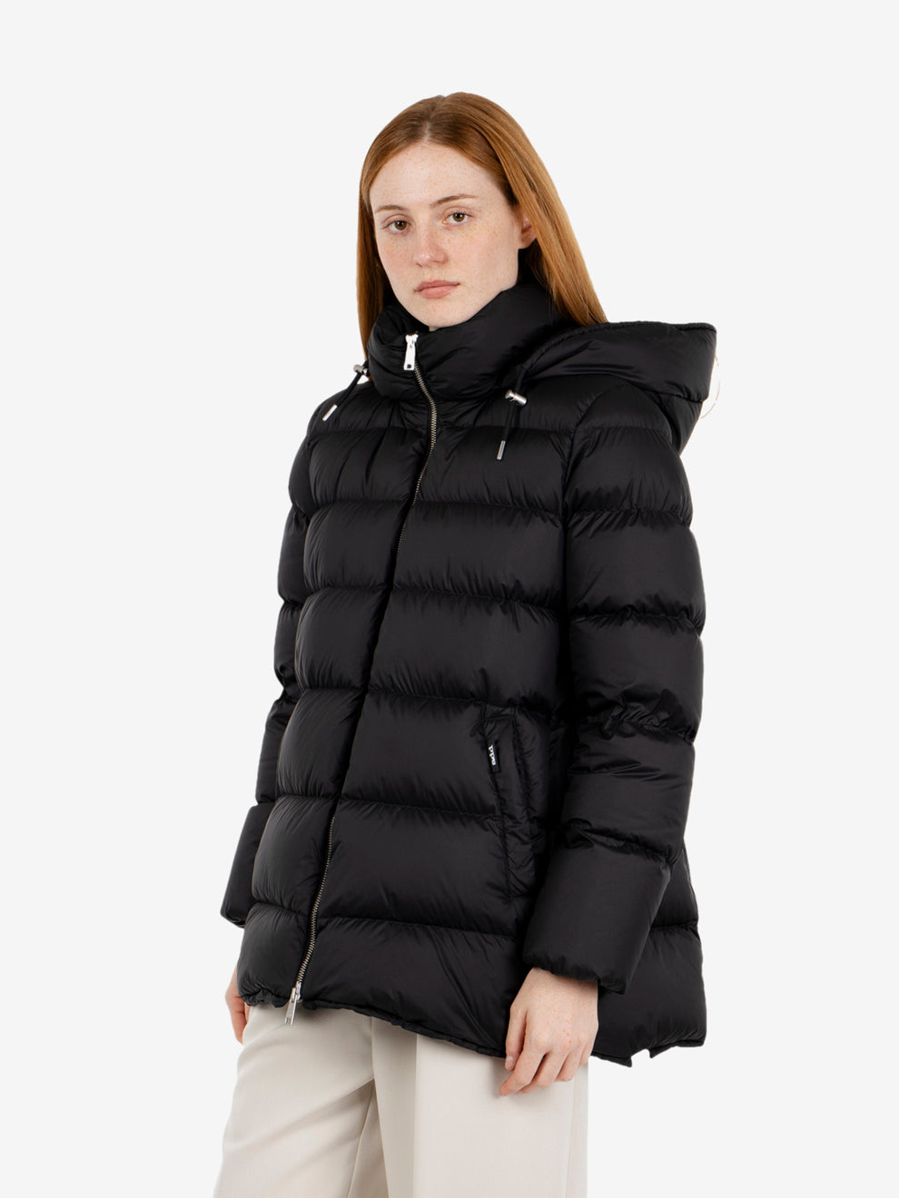 Hooded down jacket cocoon black