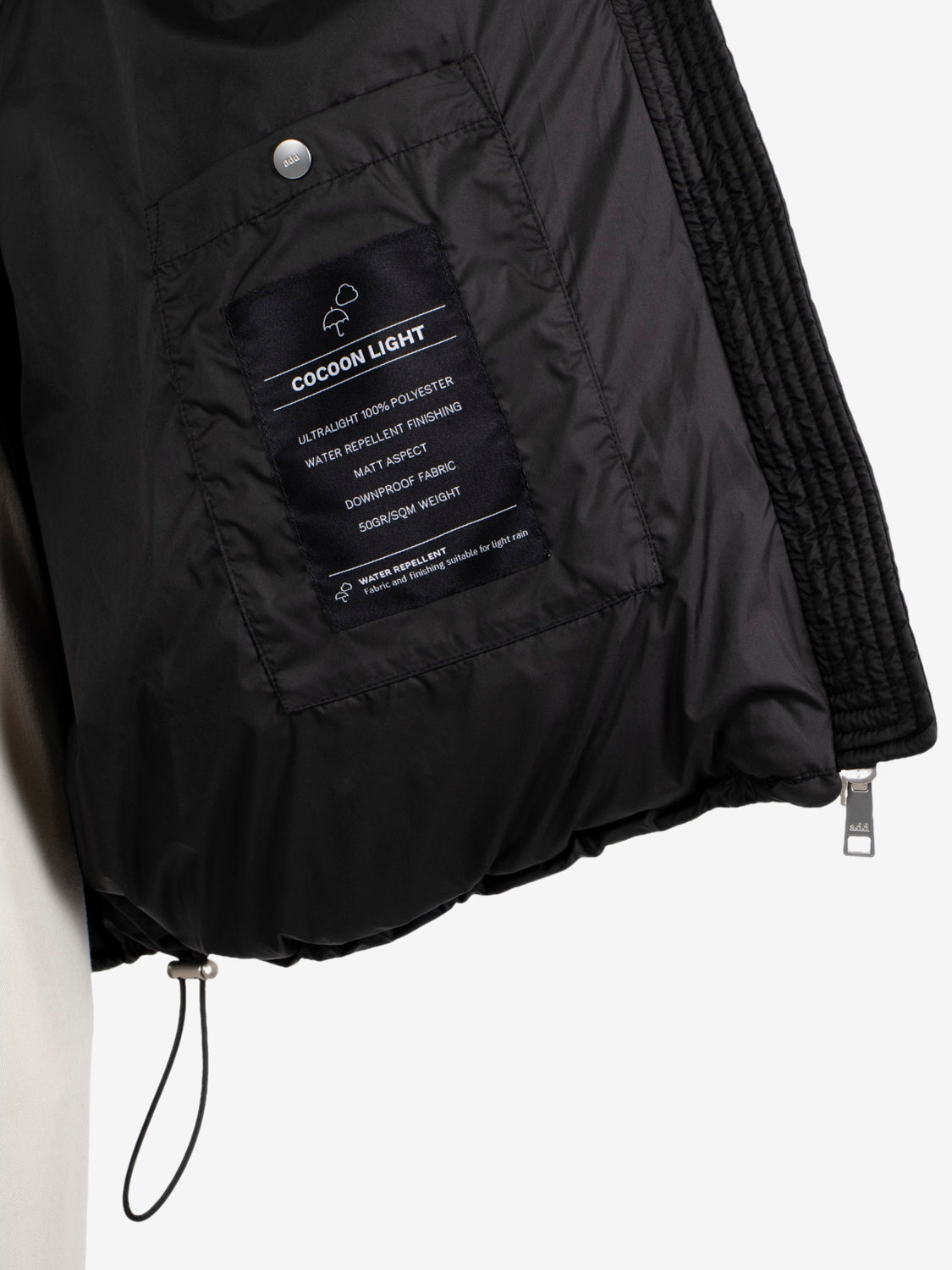 Hooded down jacket cocoon black