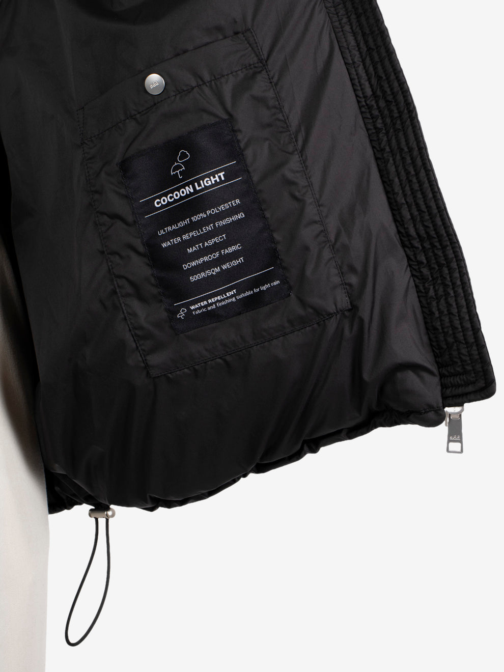 Hooded down jacket cocoon black