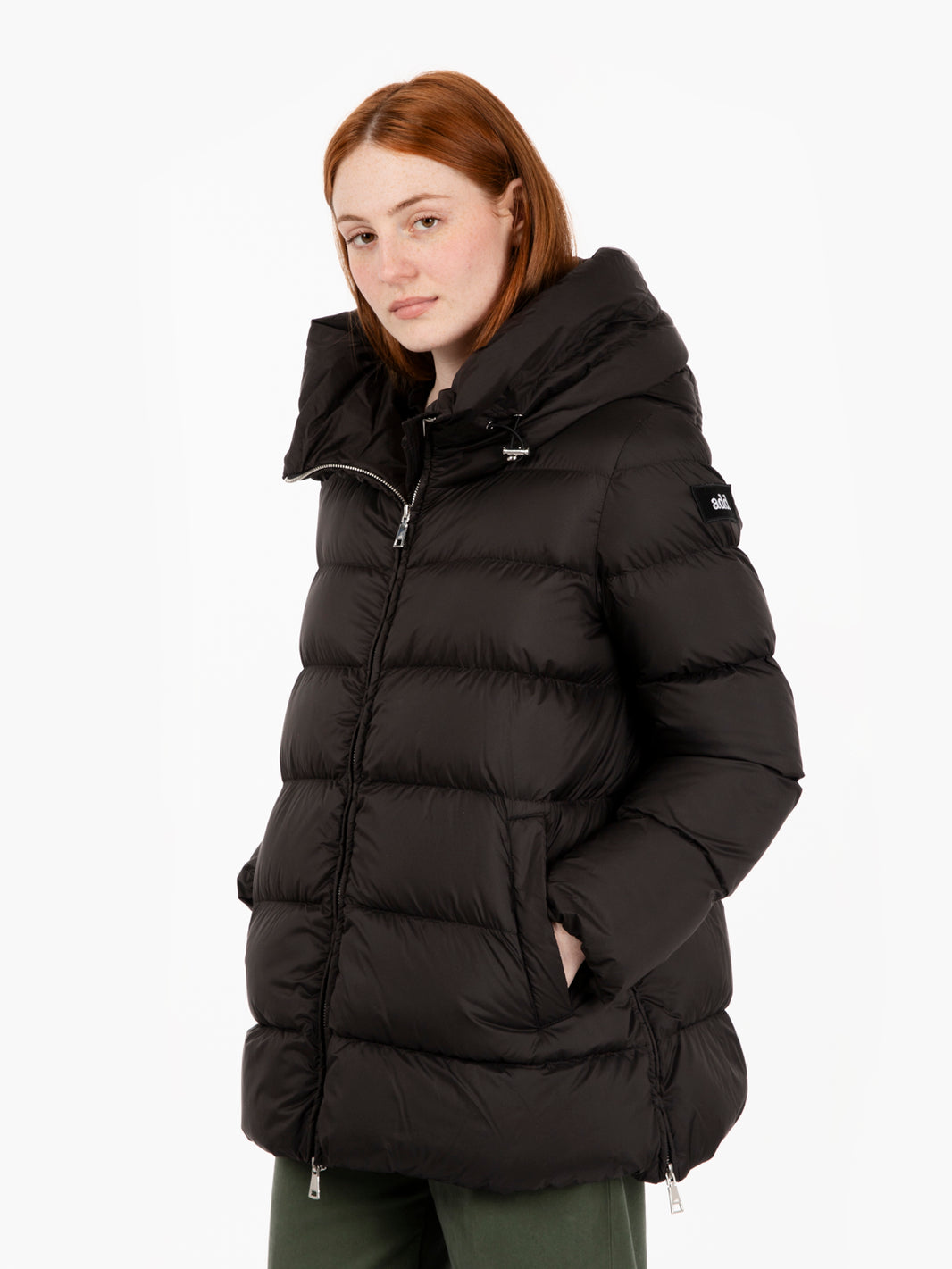 Hooded down jacket noir
