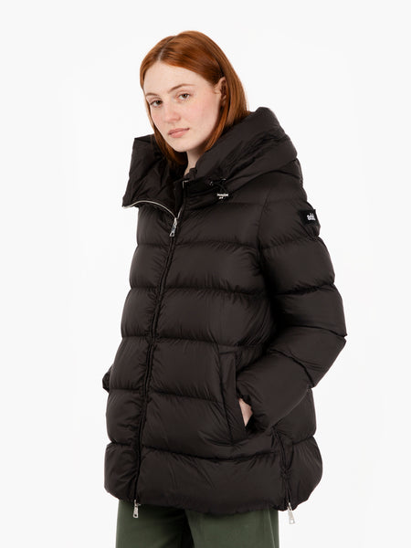 Hooded down jacket noir