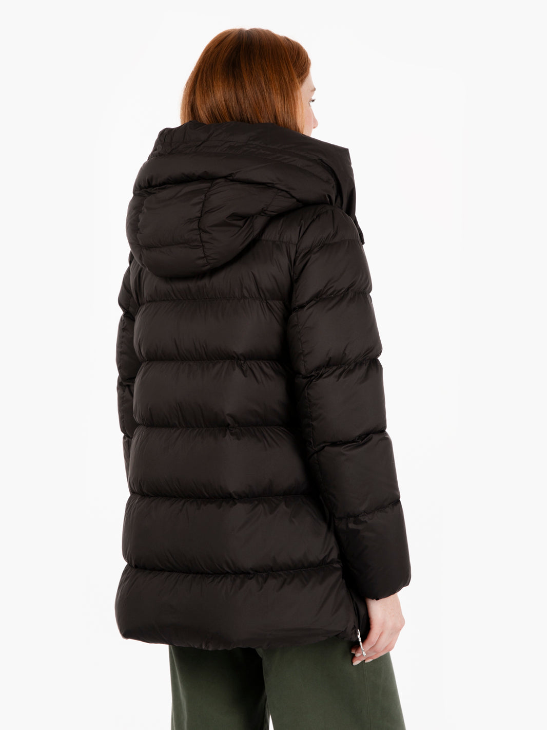 Hooded down jacket noir