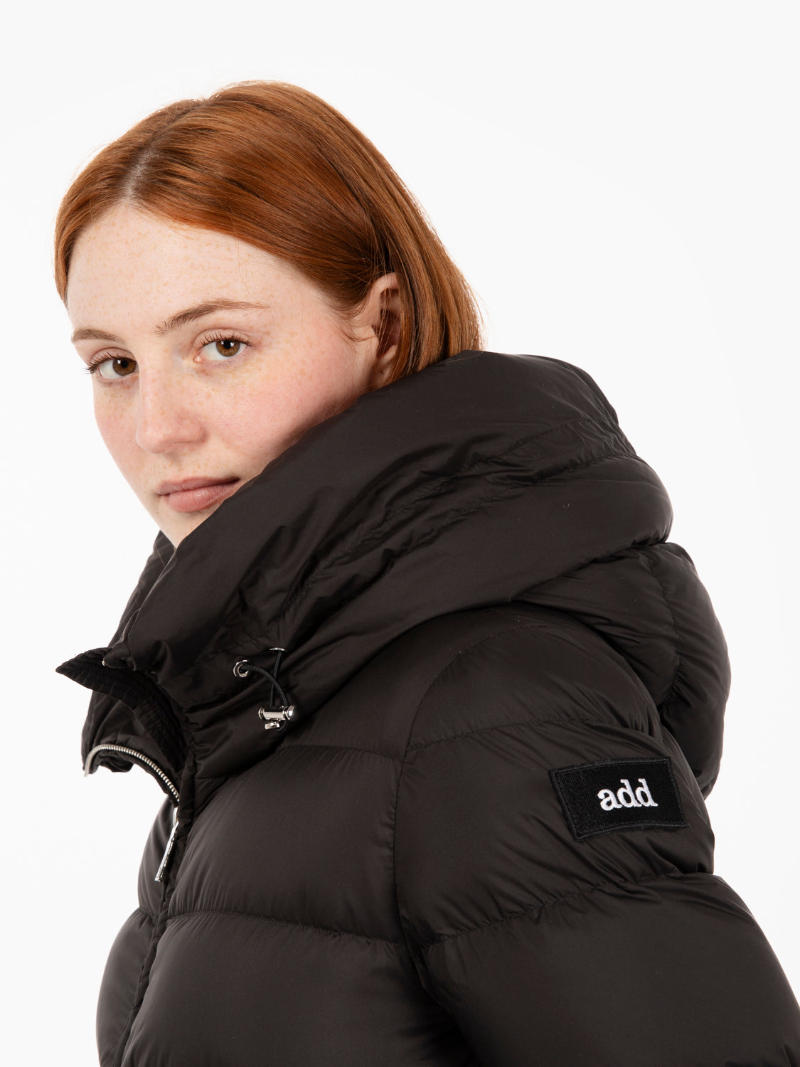 Hooded down jacket noir