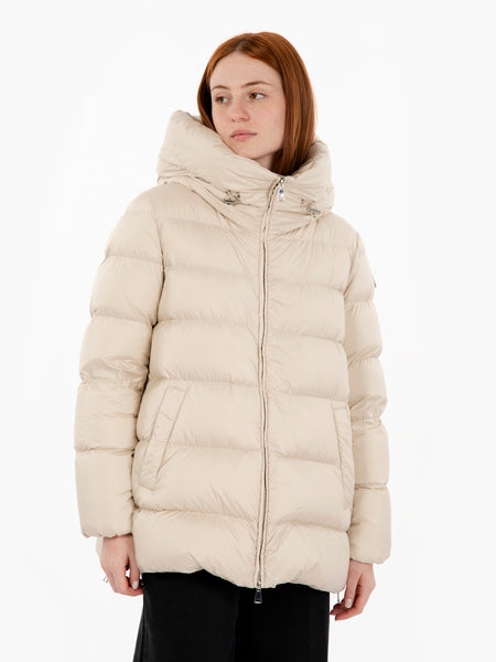 Hooded down jacket oat