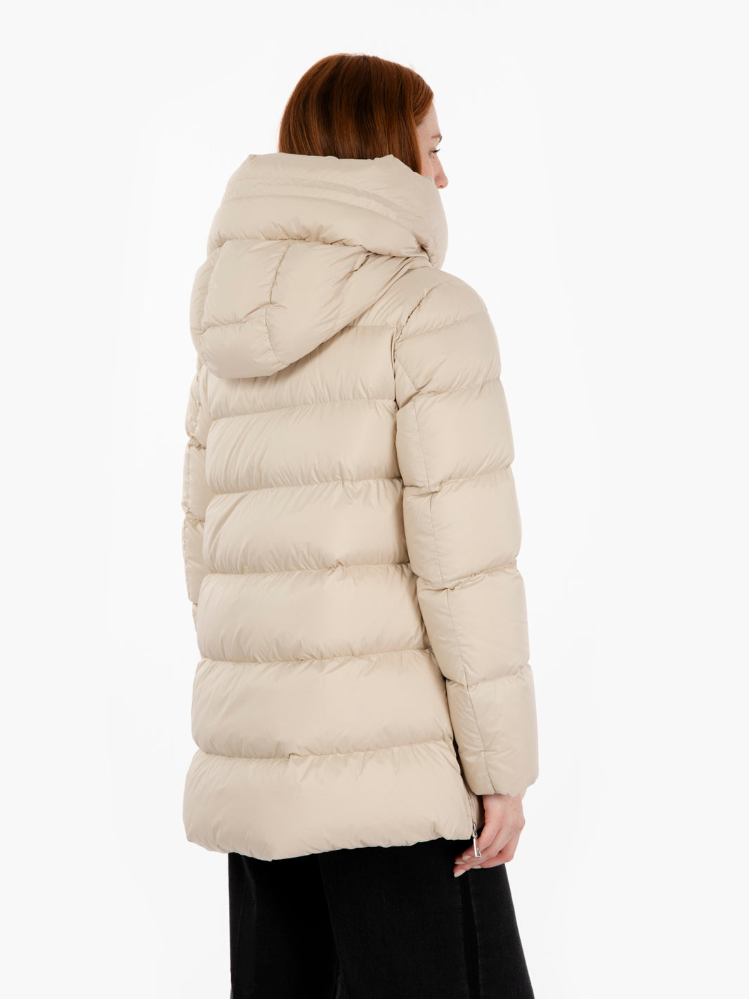 Hooded down jacket oat