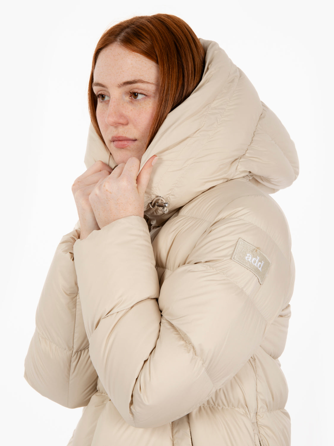 Hooded down jacket oat