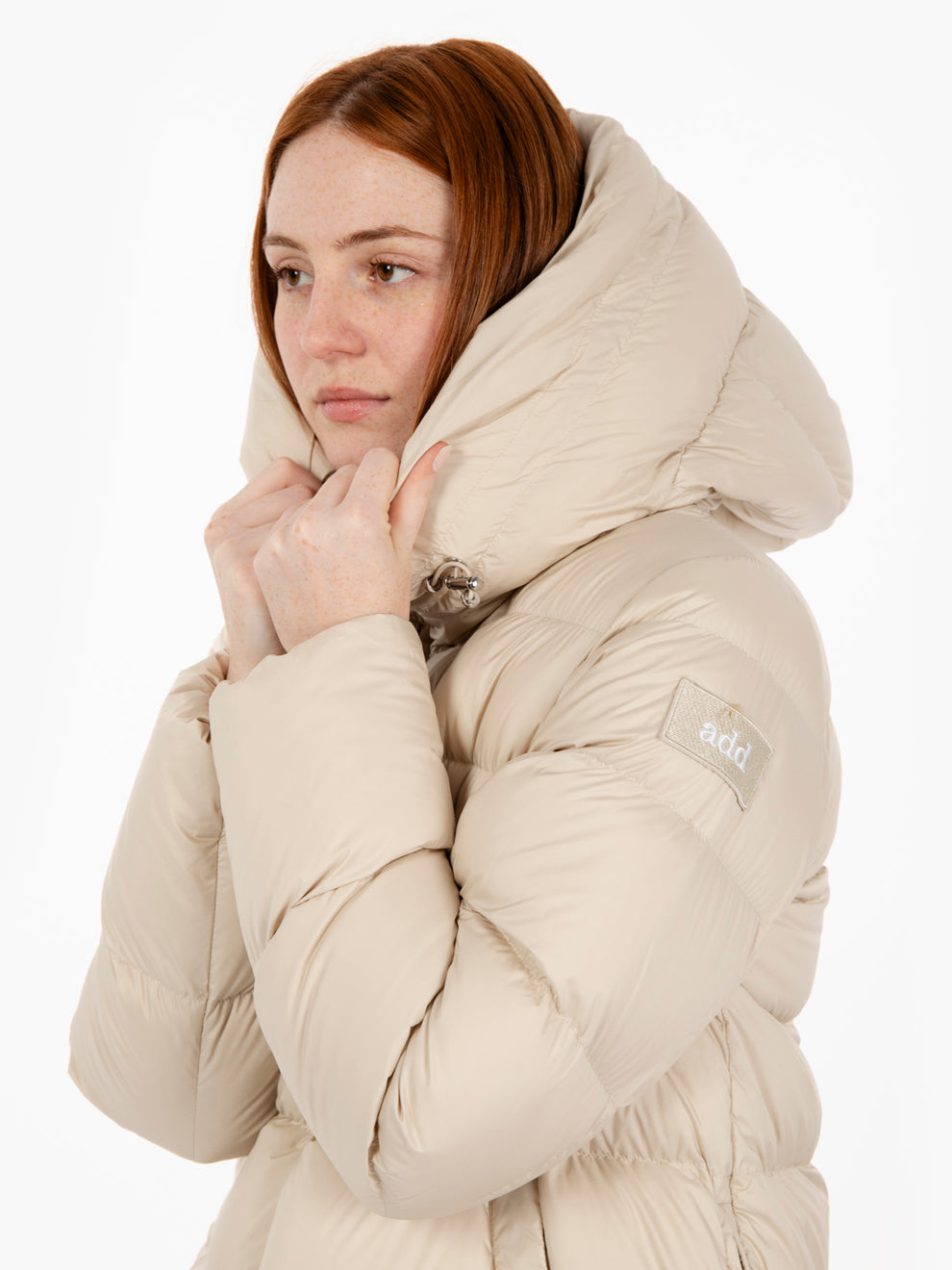 Hooded down jacket oat