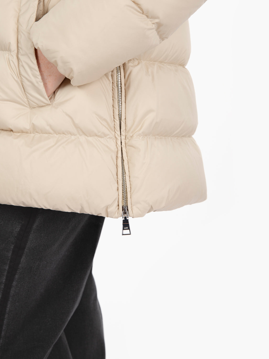 Hooded down jacket oat