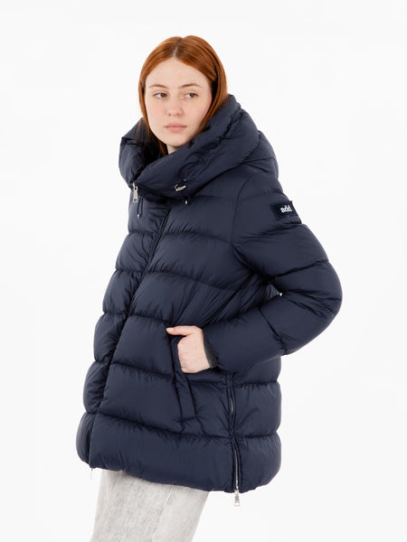 Hooded down jacket pacific blue