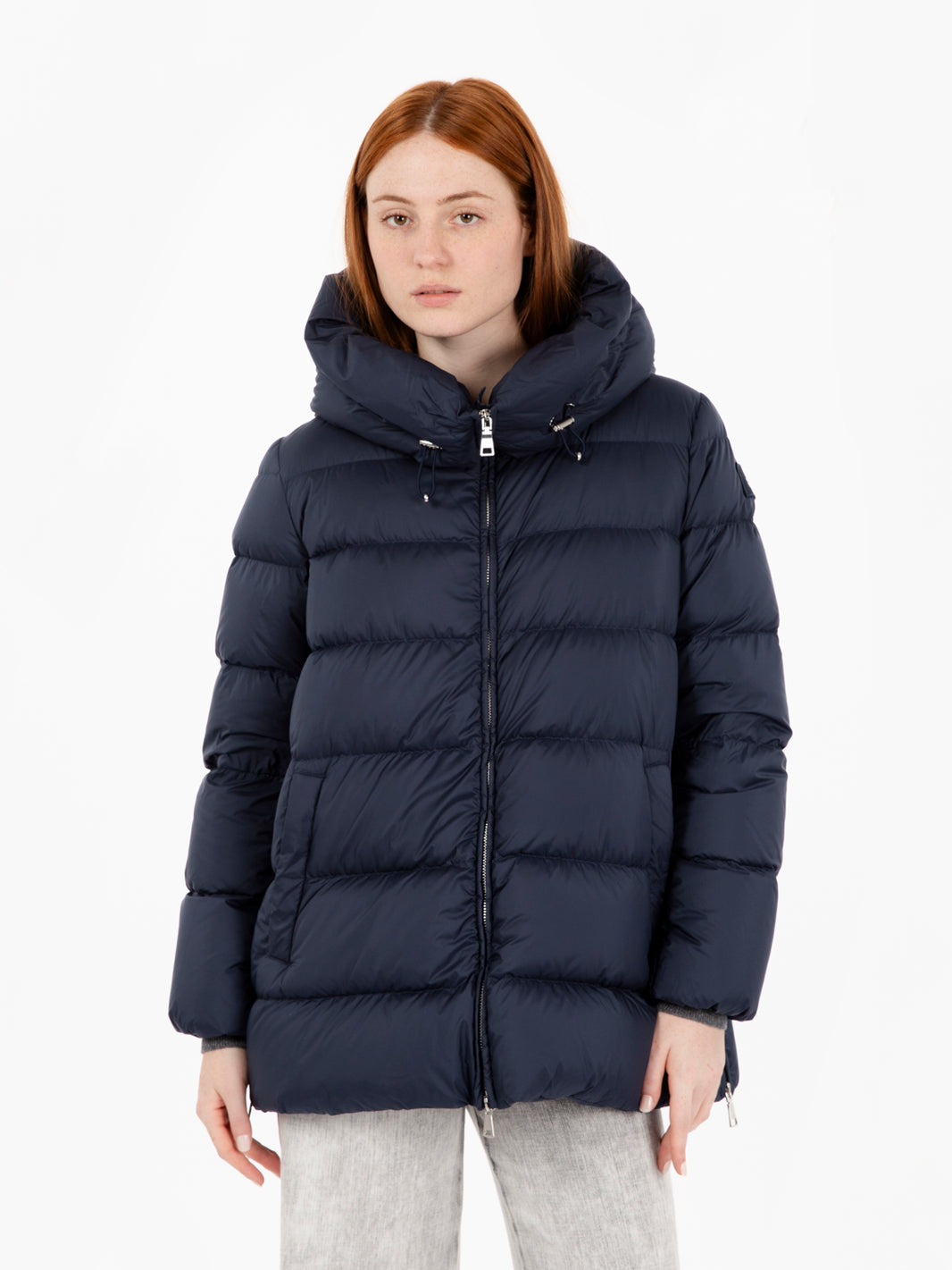 Hooded down jacket pacific blue