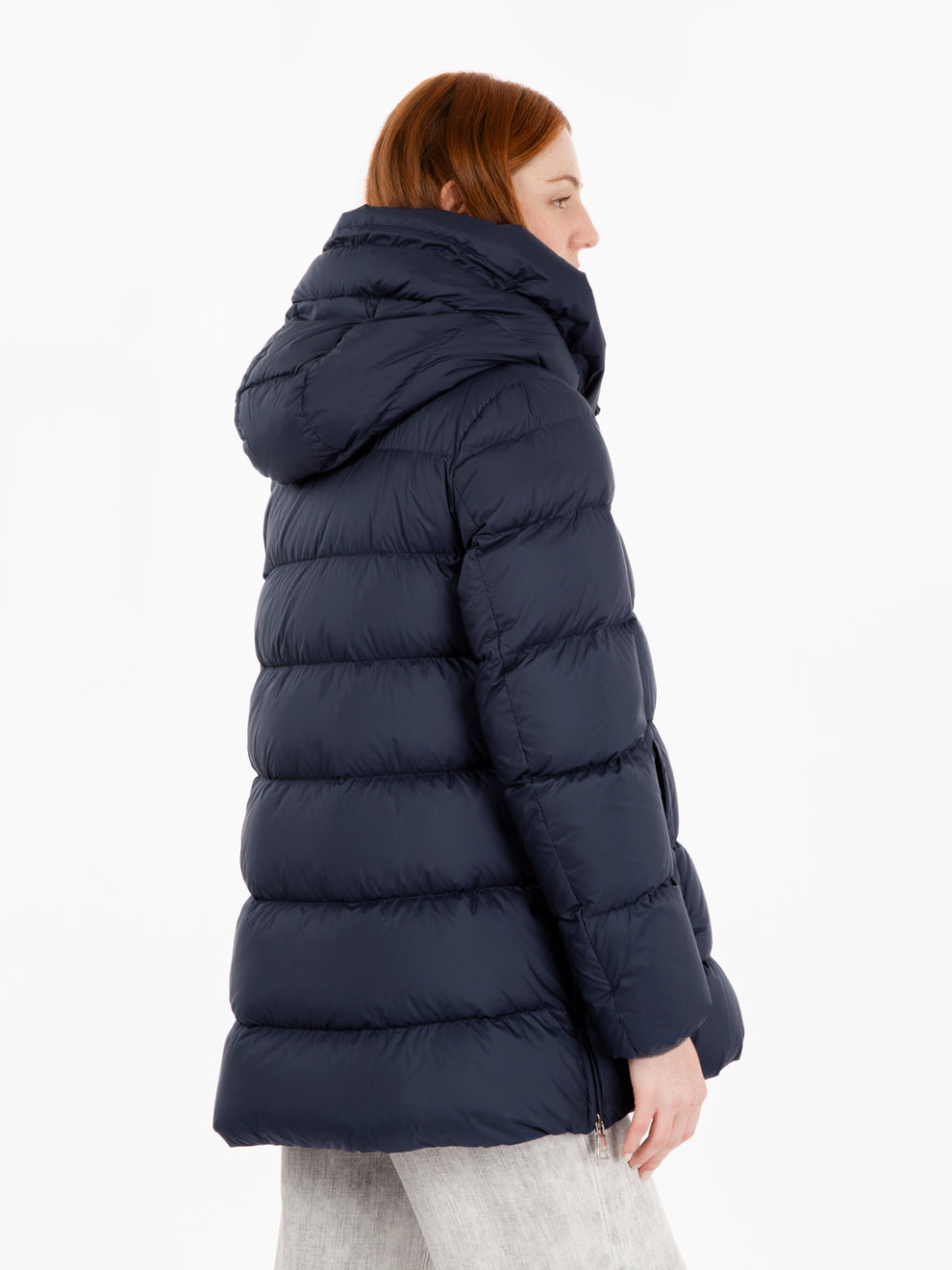 Hooded down jacket pacific blue