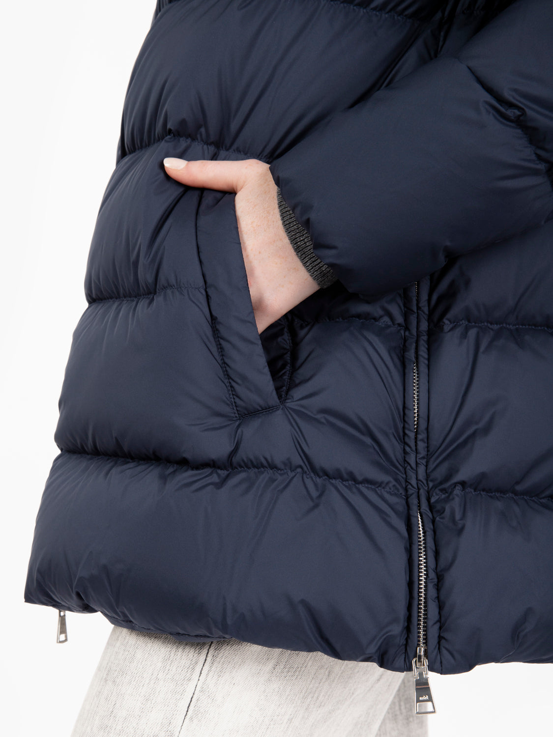 Hooded down jacket pacific blue
