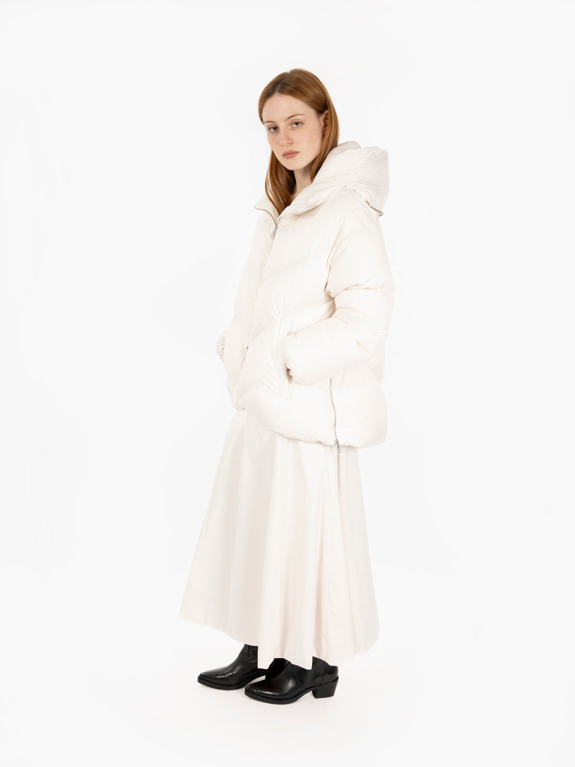 Hooded down jacket rice