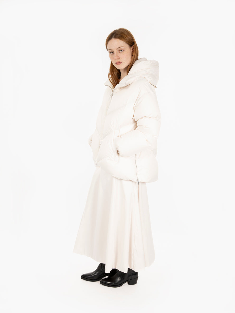 Hooded down jacket rice