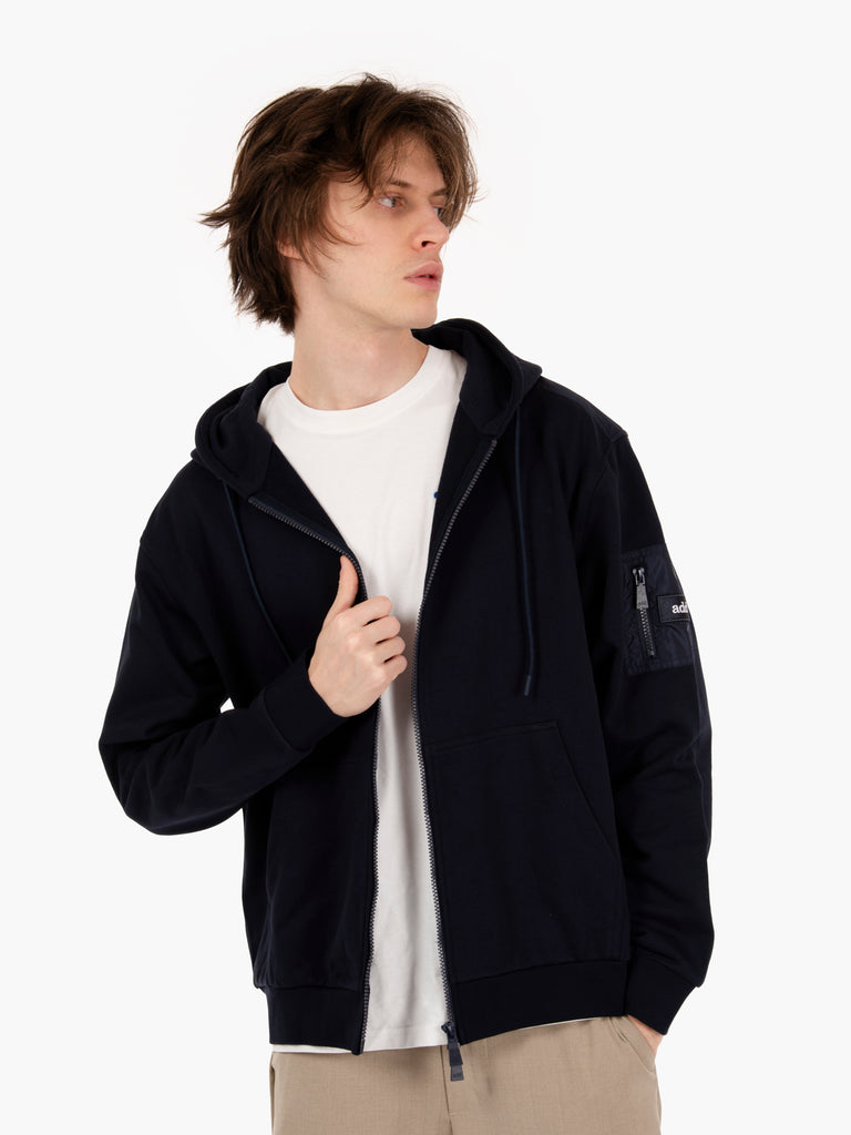 ADD - Hooded sweatshirt con zip dark navy