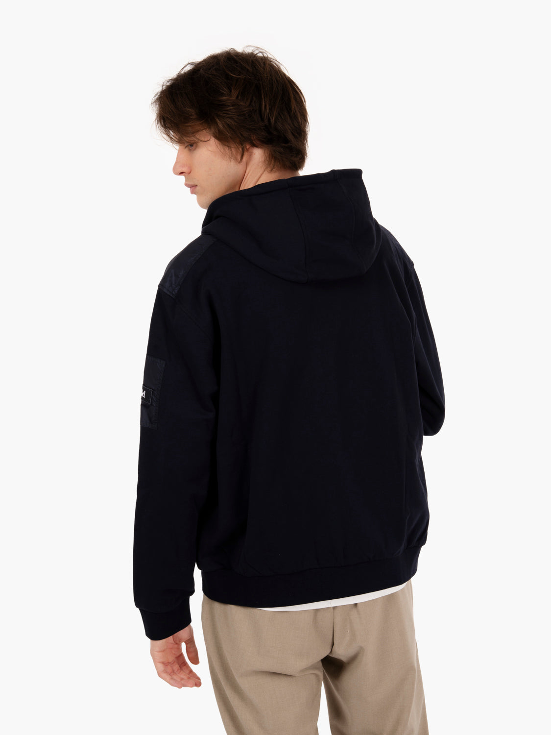 Hooded sweatshirt con zip dark navy