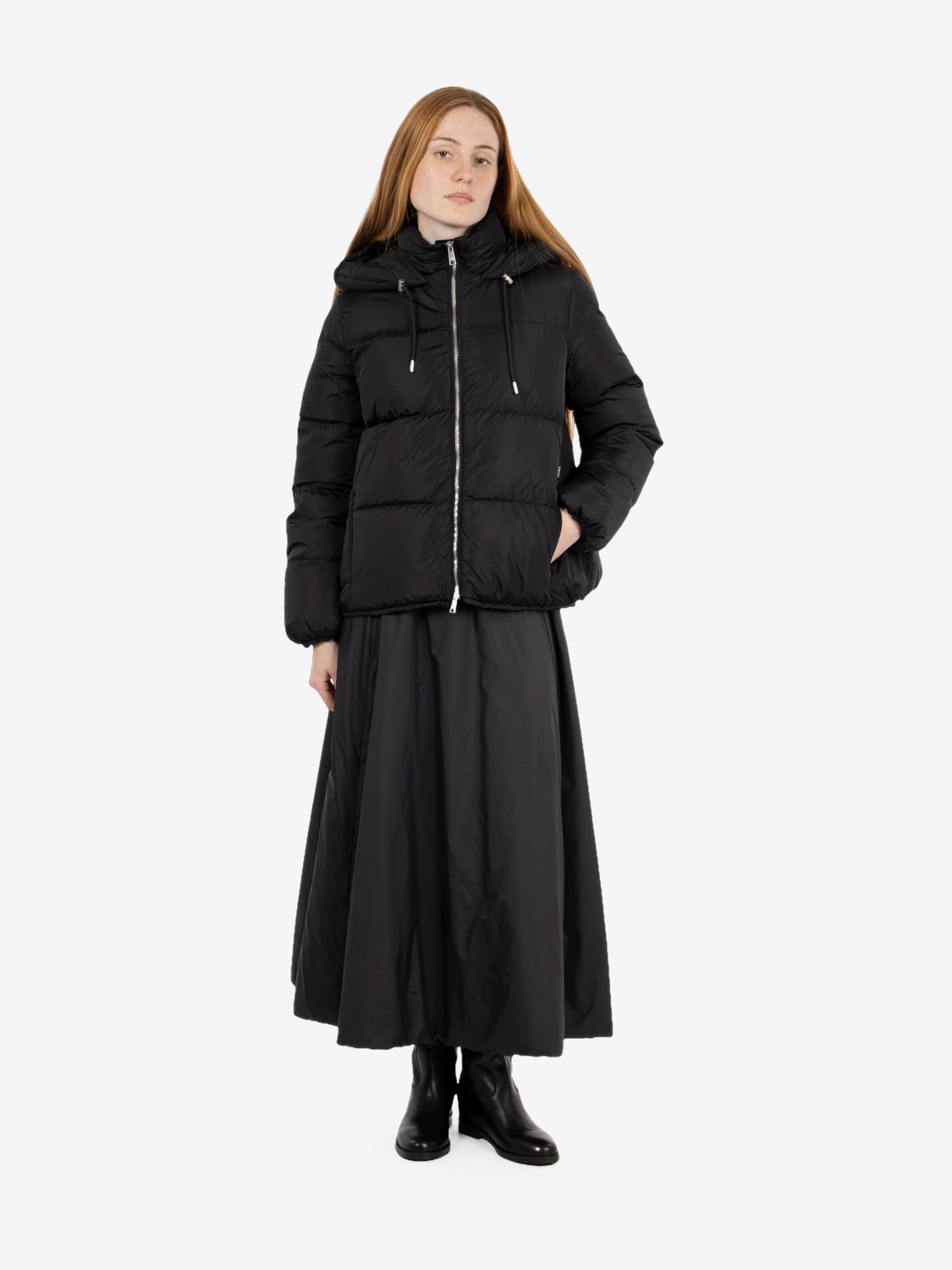 Padded cocoon skirt, black