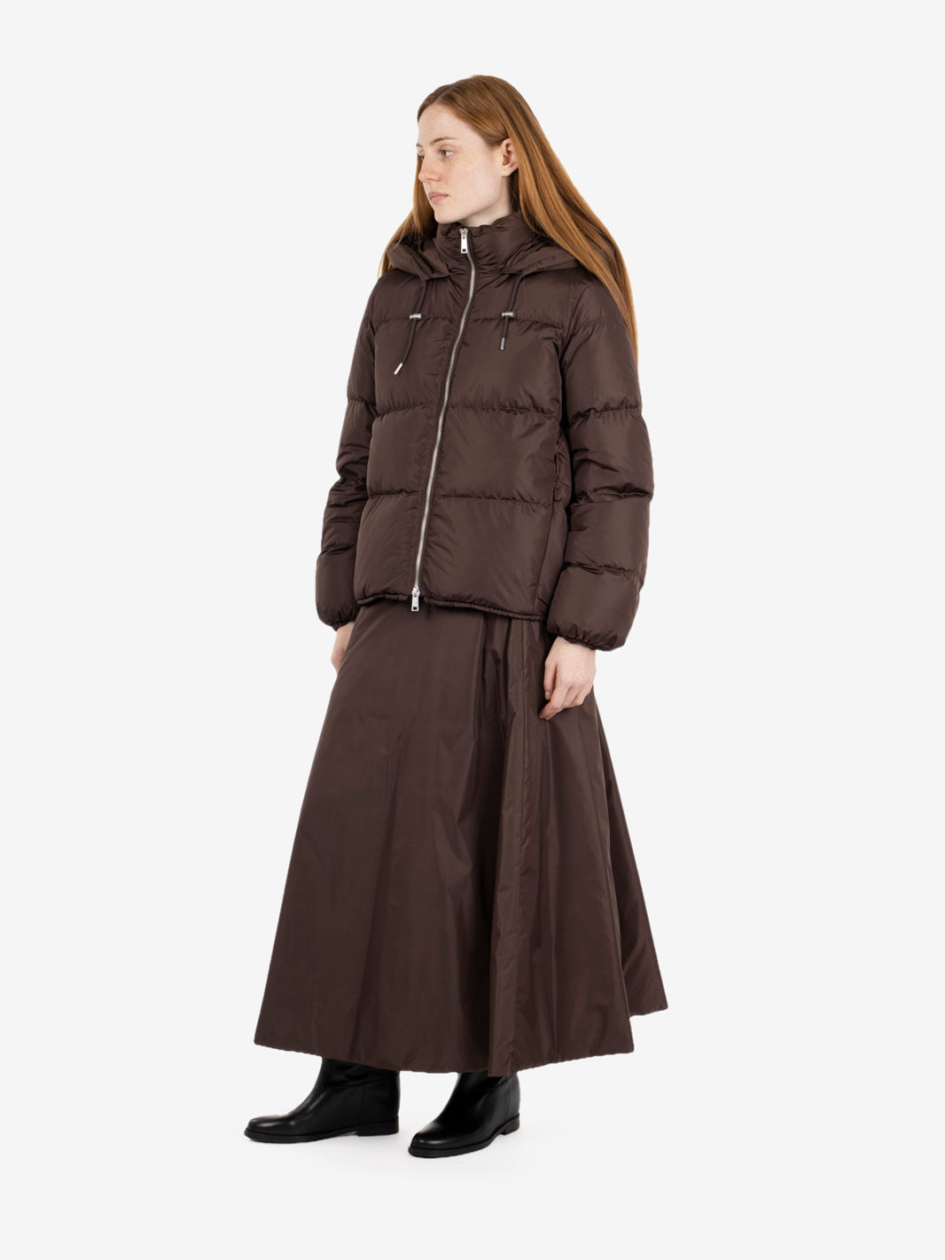Padded skirt nylon glass brown