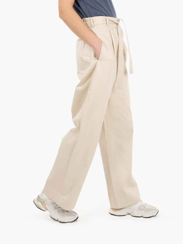 ADD - Pantaloni wide leg con cintura beige