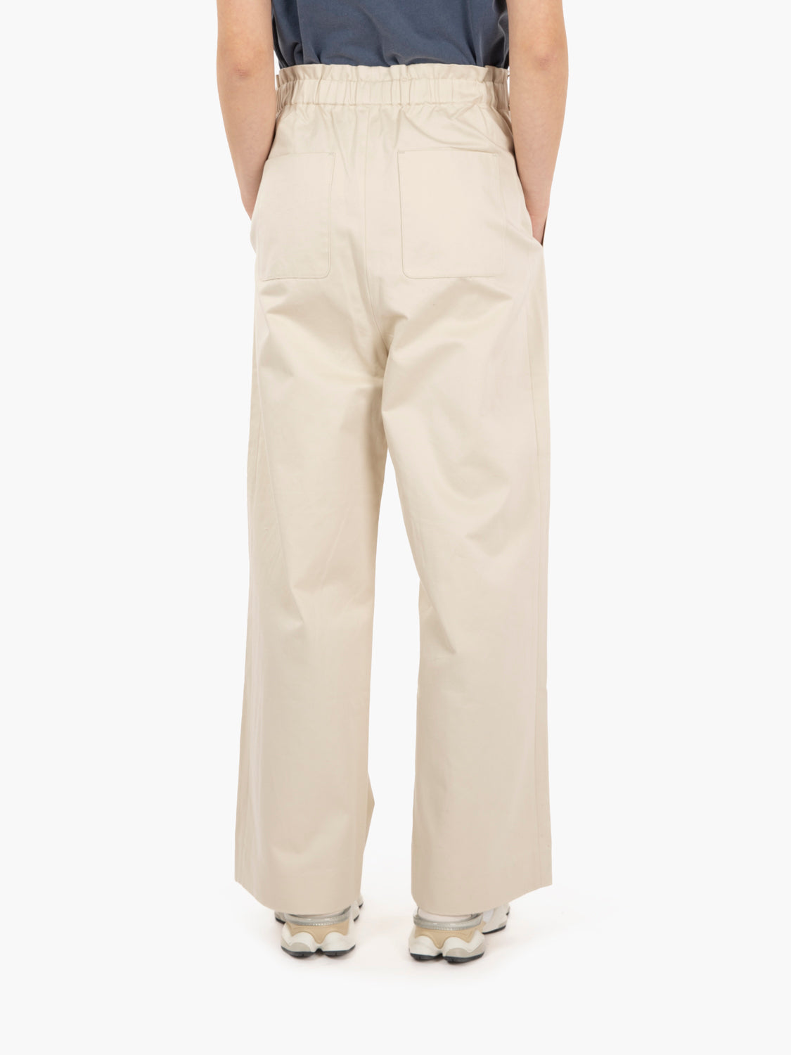Pantaloni wide leg con cintura beige