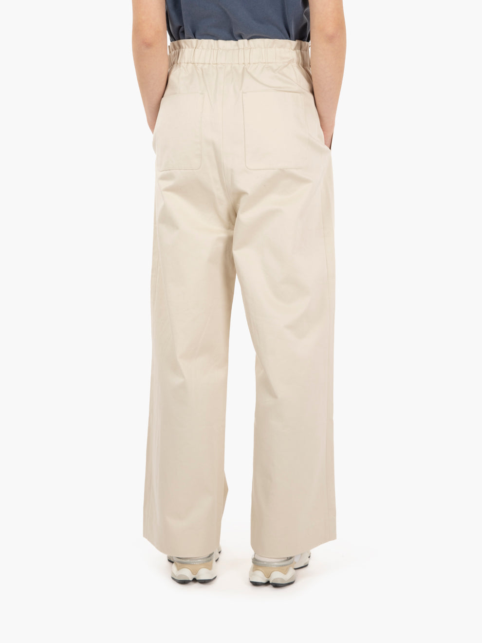 Pantaloni wide leg con cintura beige