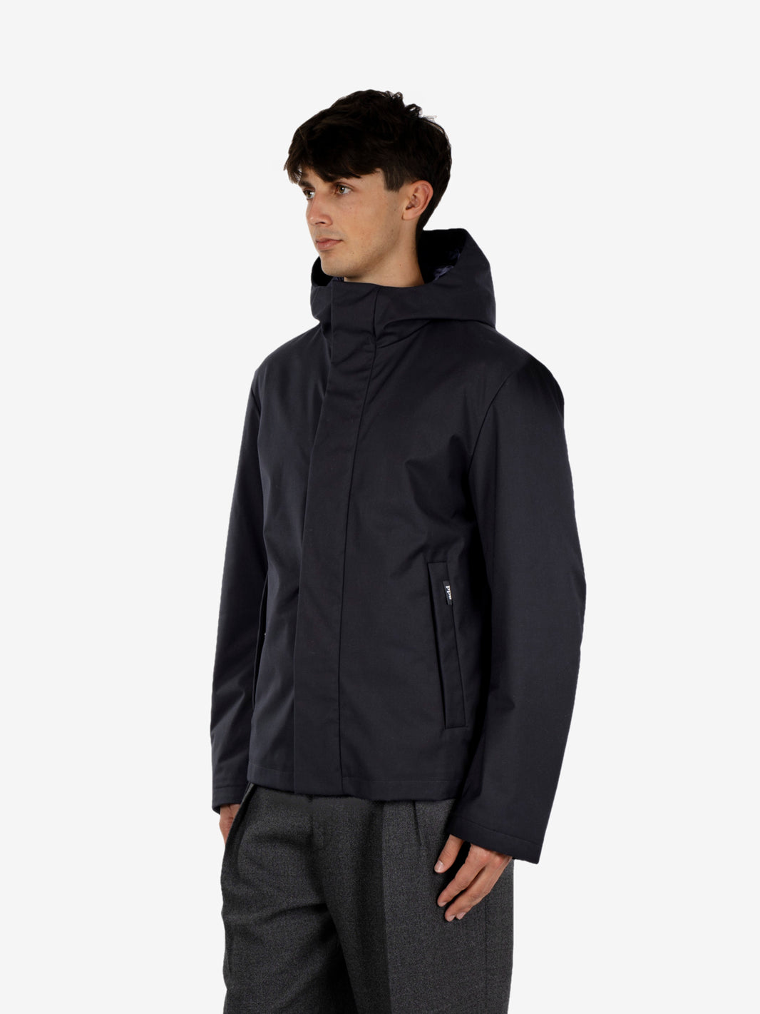 Parka corto con cappuccio navy blue