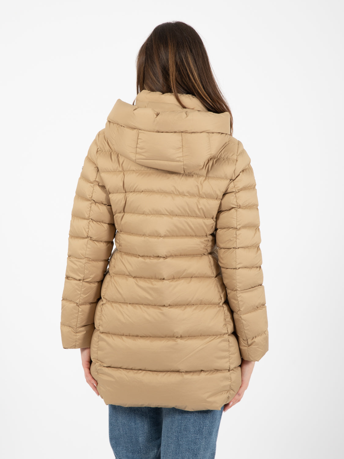 Piumino con cappuccio staccabile cammello