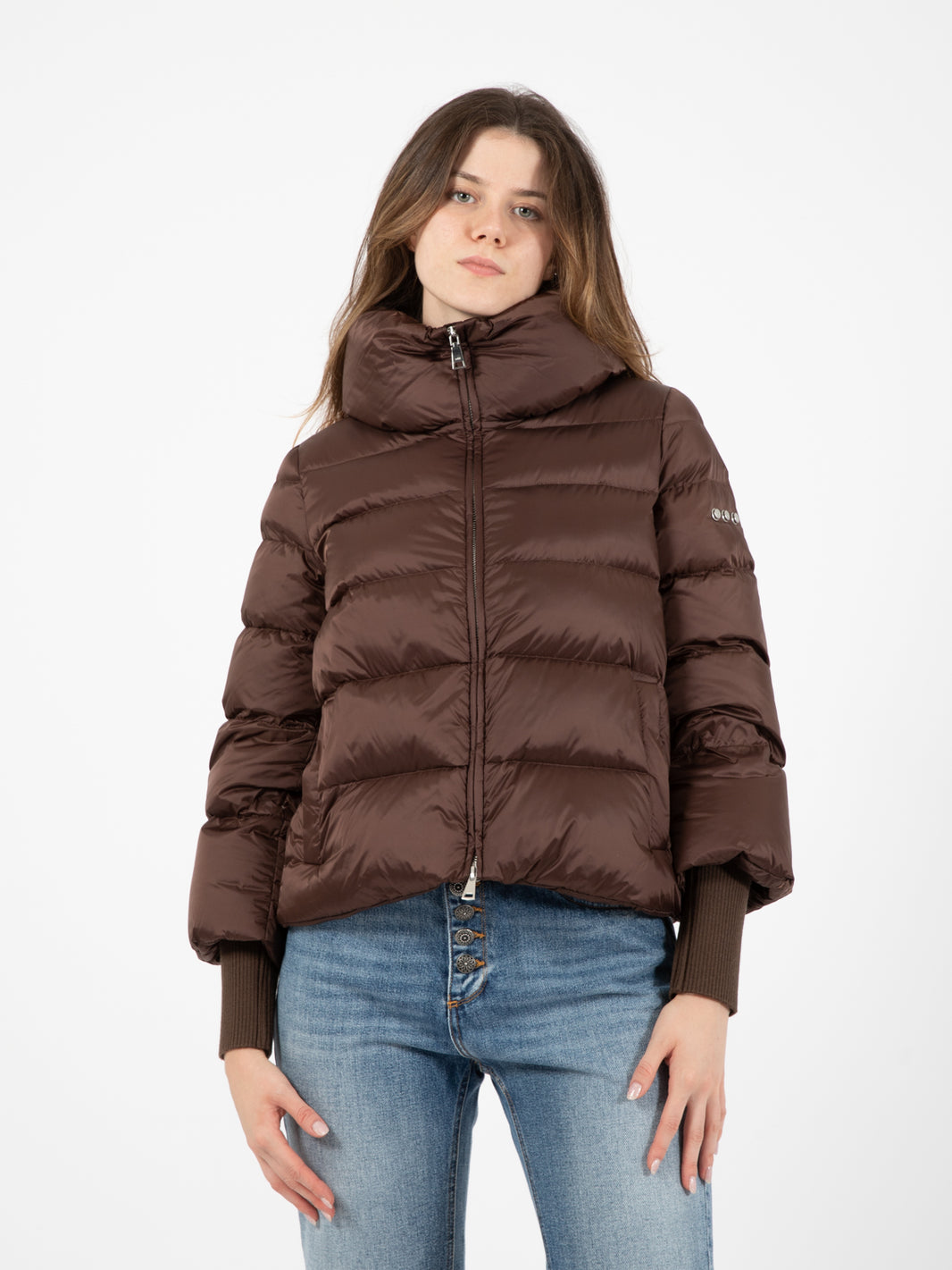 Piumino con polsi staccabili marrone