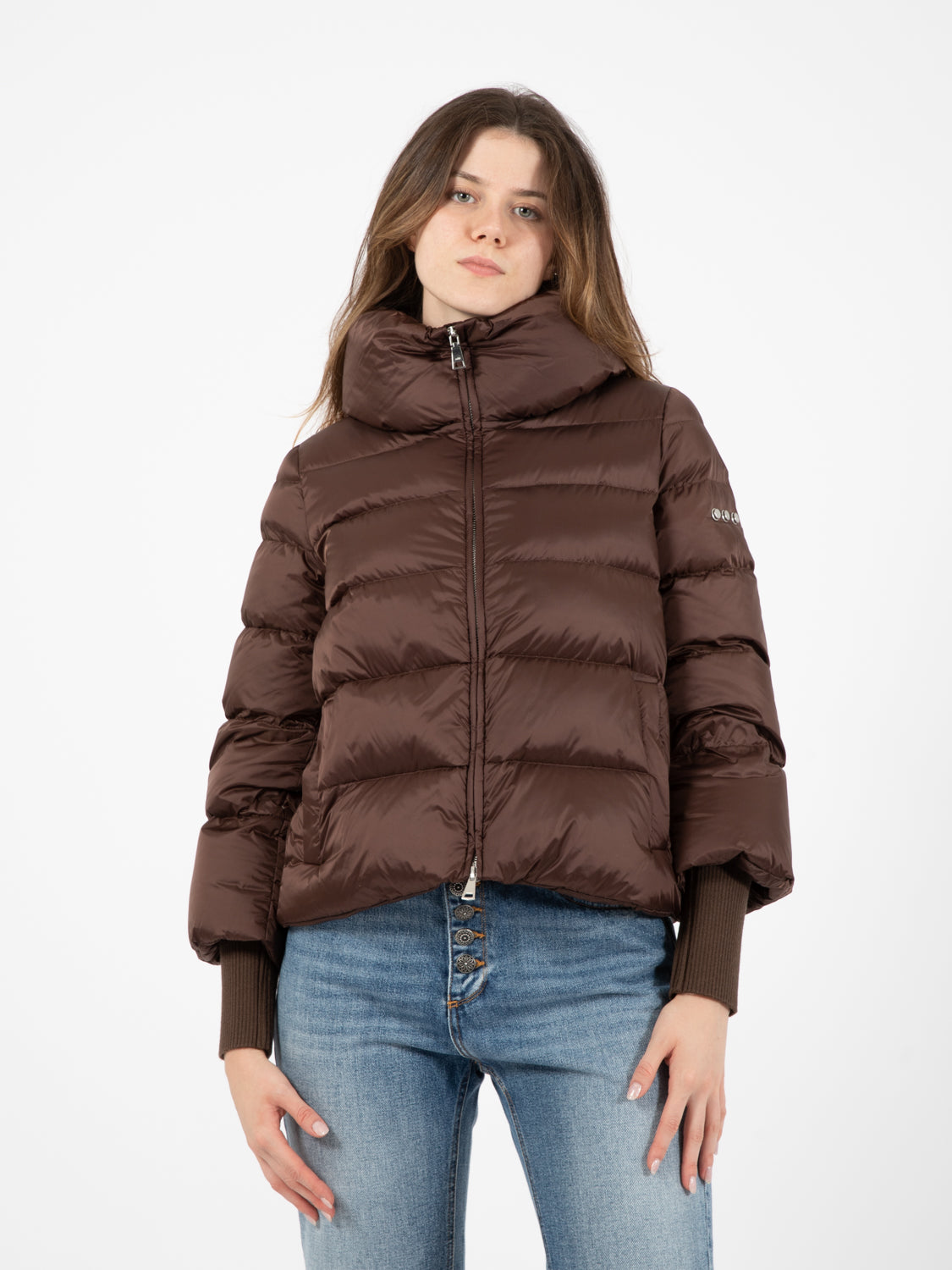 Piumino con polsi staccabili marrone