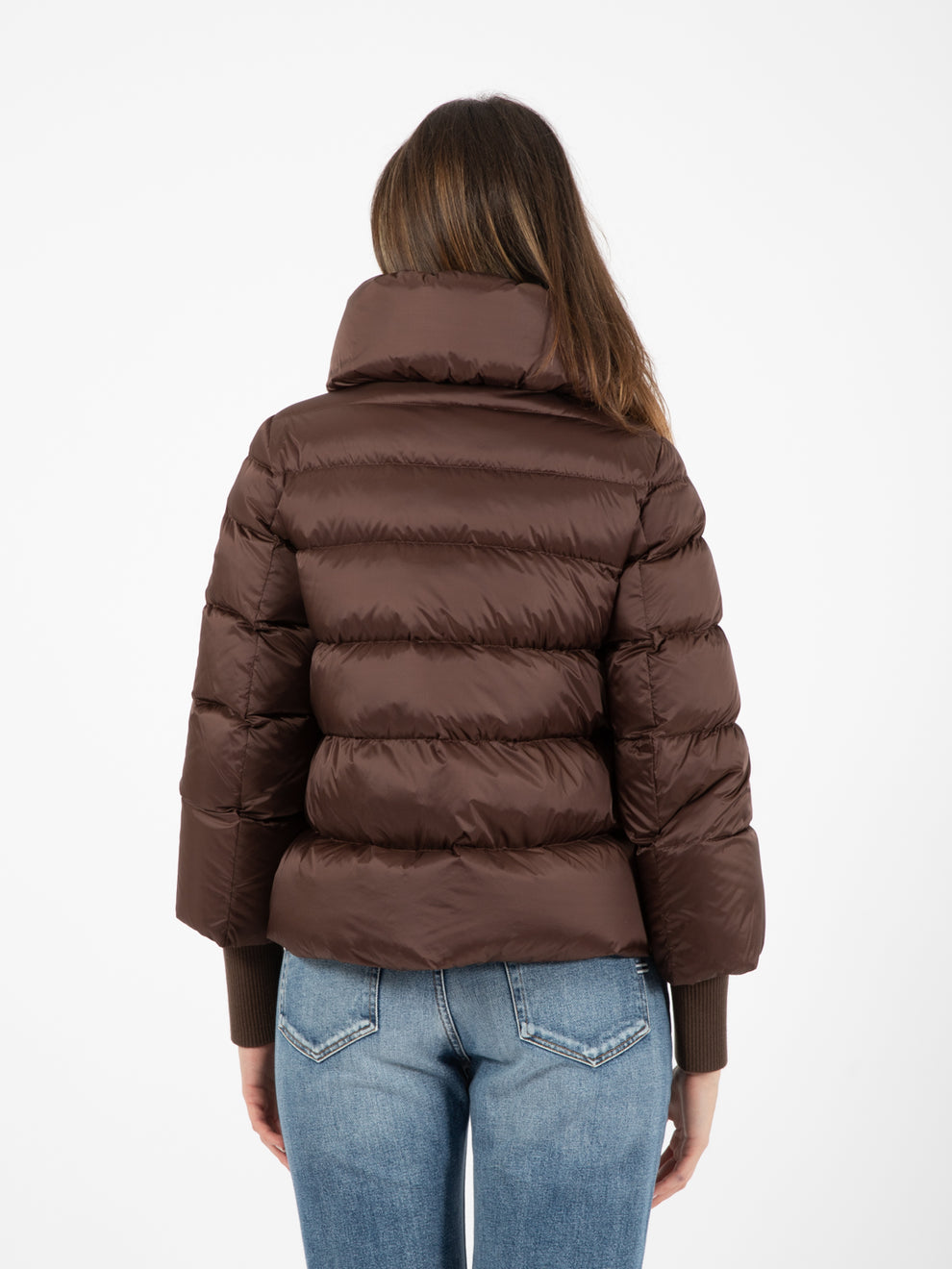 Piumino con polsi staccabili marrone