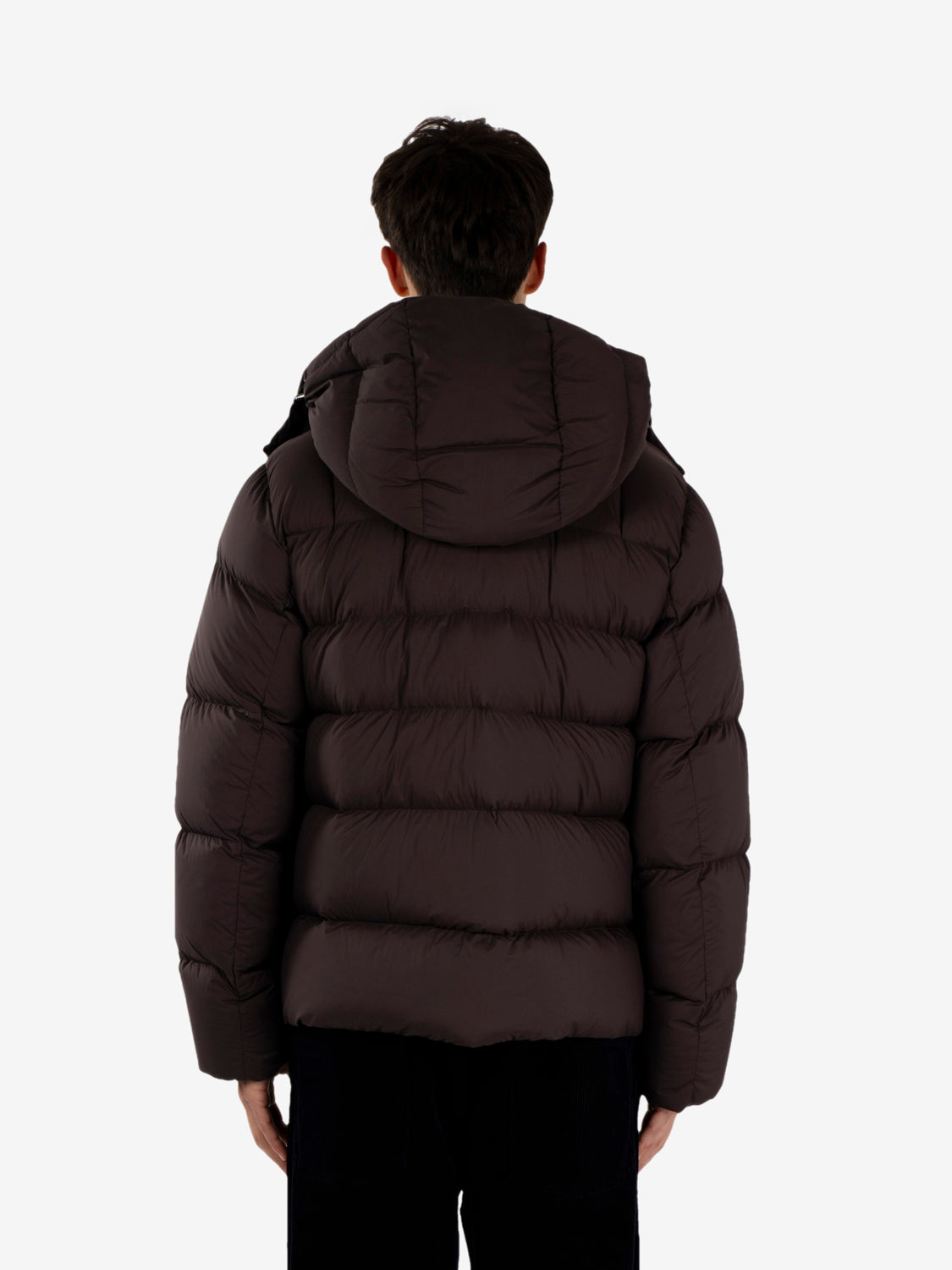 DOWN JACKET WITH DET.HOOD LIGHT CRINKLE DARK BROWN JMA518-NLCK_14