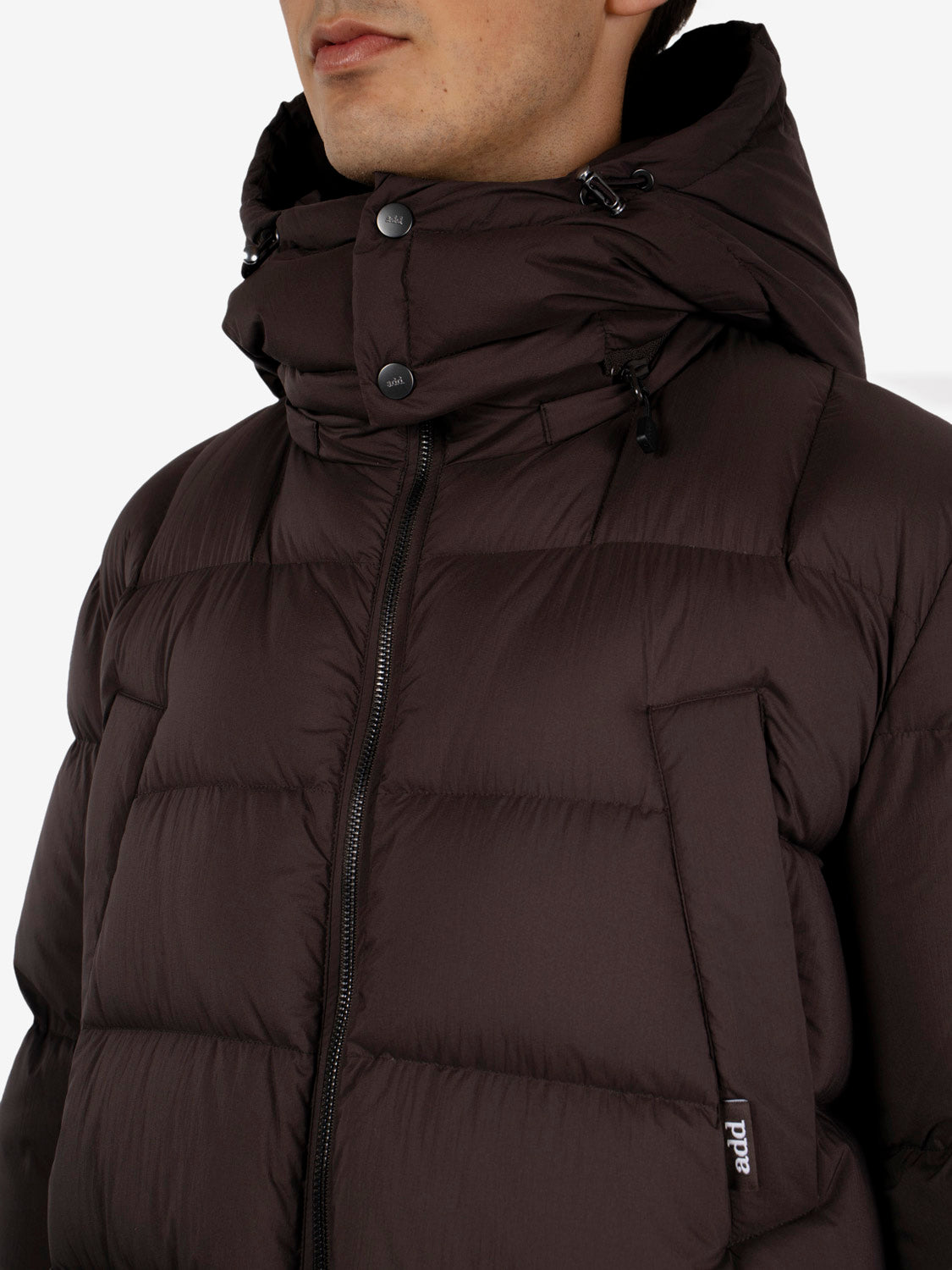 DOWN JACKET WITH DET.HOOD LIGHT CRINKLE DARK BROWN JMA518-NLCK_14