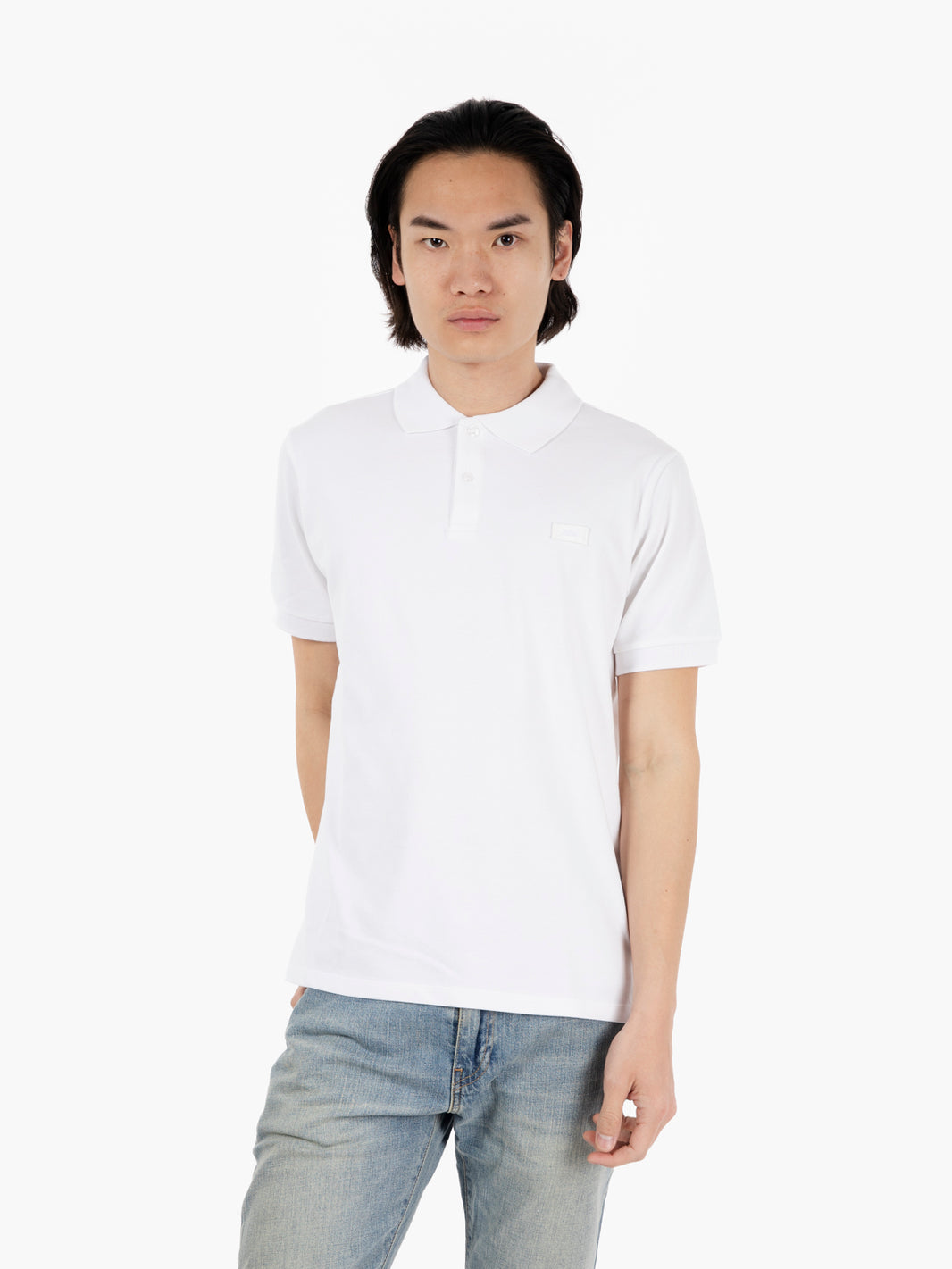 Polo con logo tono su tono white