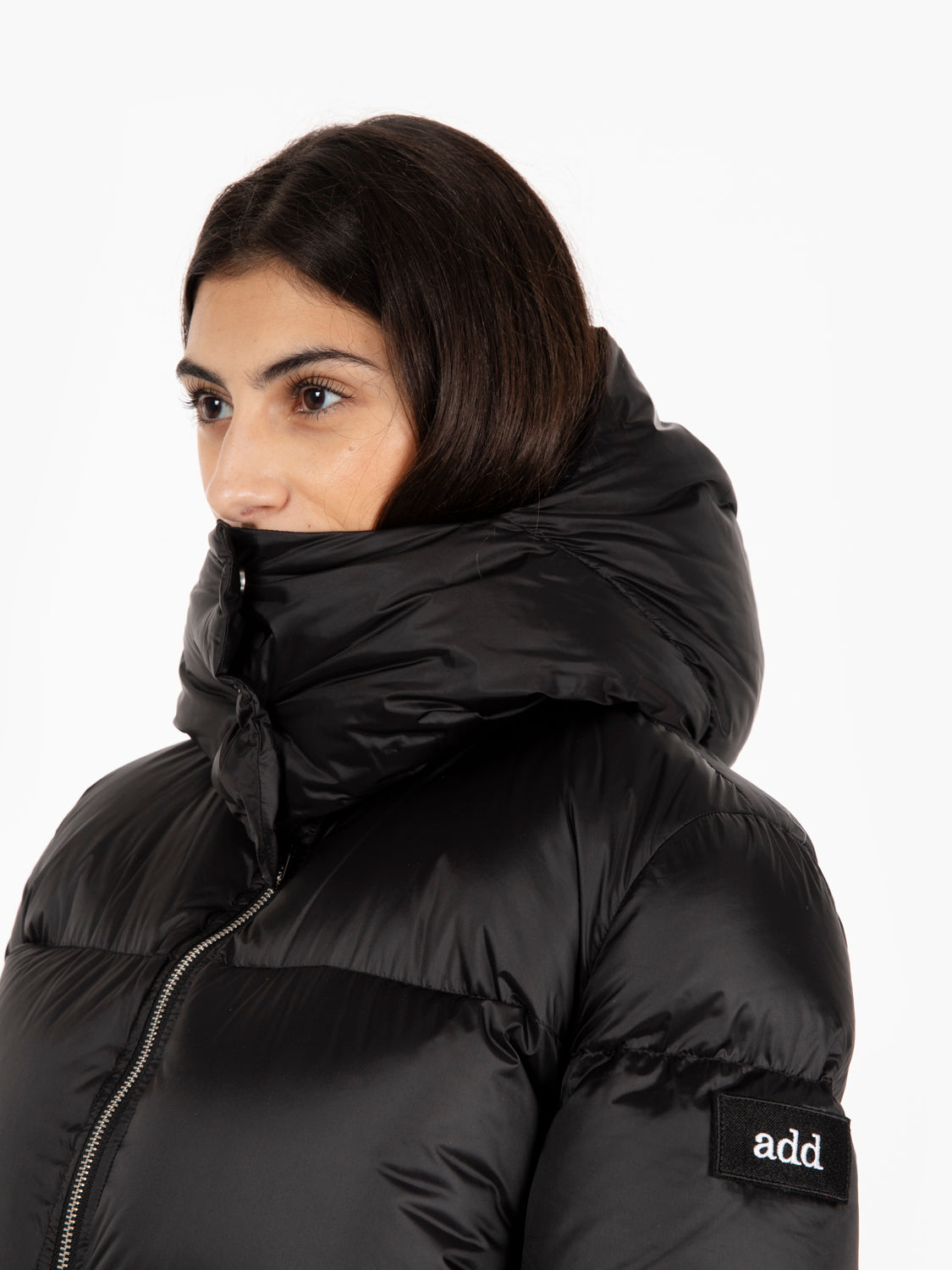 Short down jacket detachable hood noir