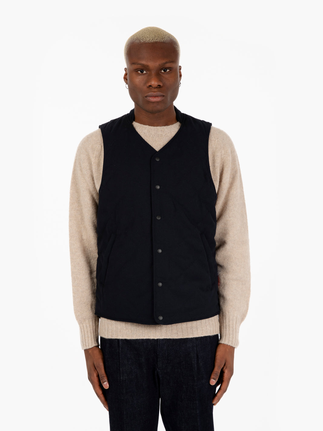 Country vest free navy blue gabardine