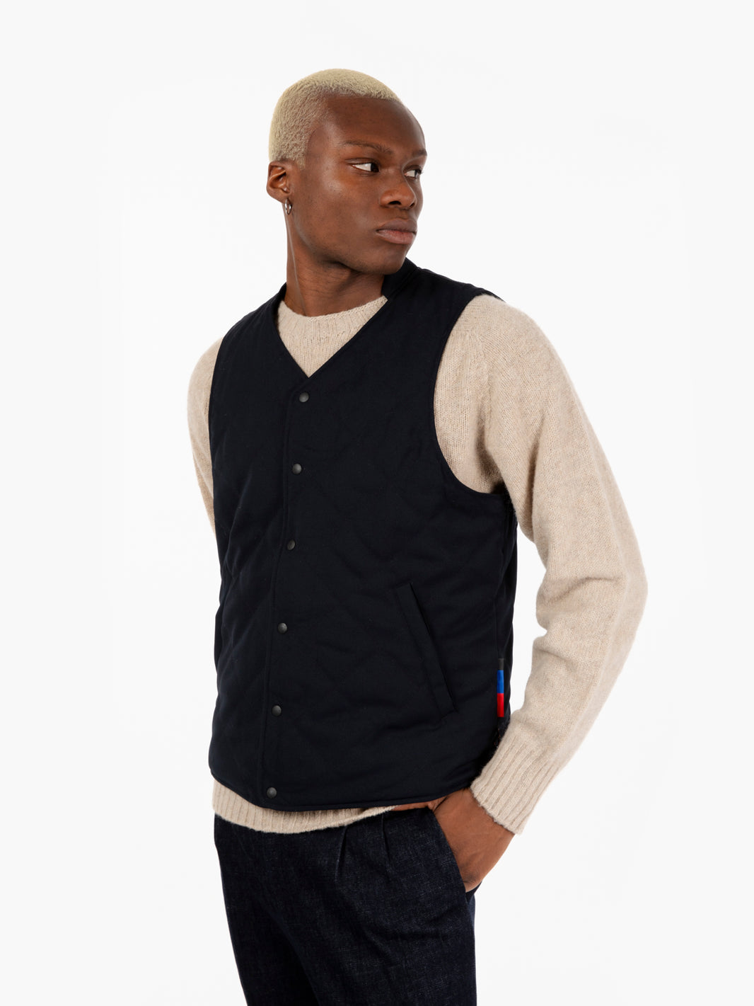 Country vest free navy blue gabardine