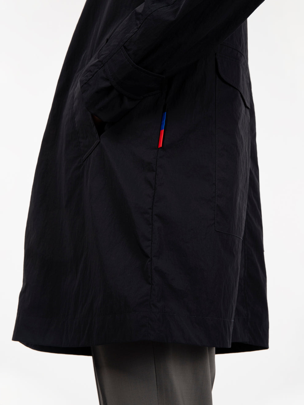 Multi-pocket trench coat navy blue