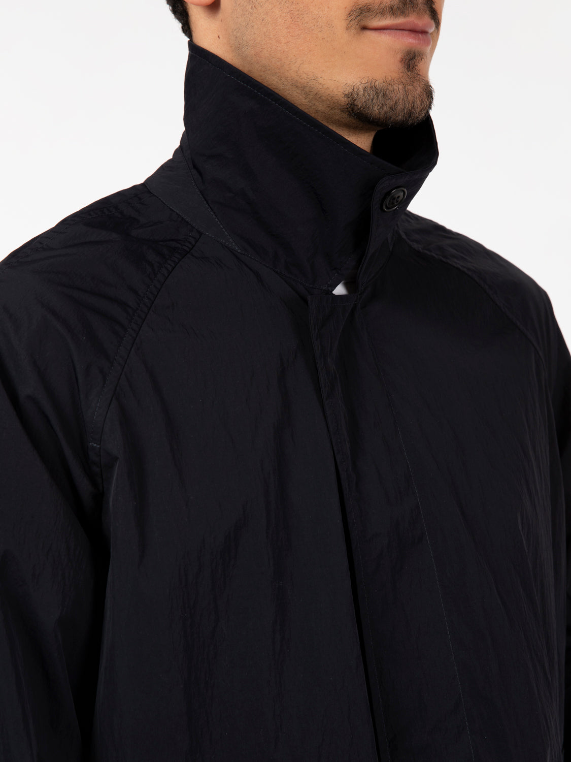 Multi-pocket trench coat navy blue