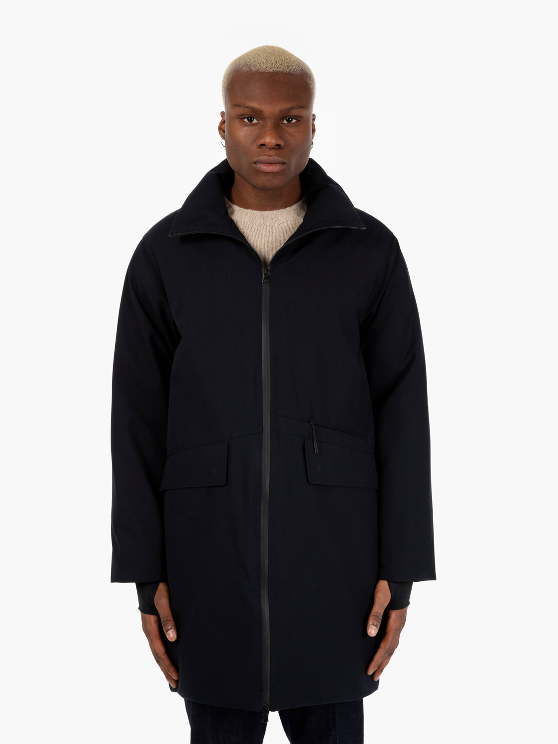 Snow Coat free gabardine navy blue
