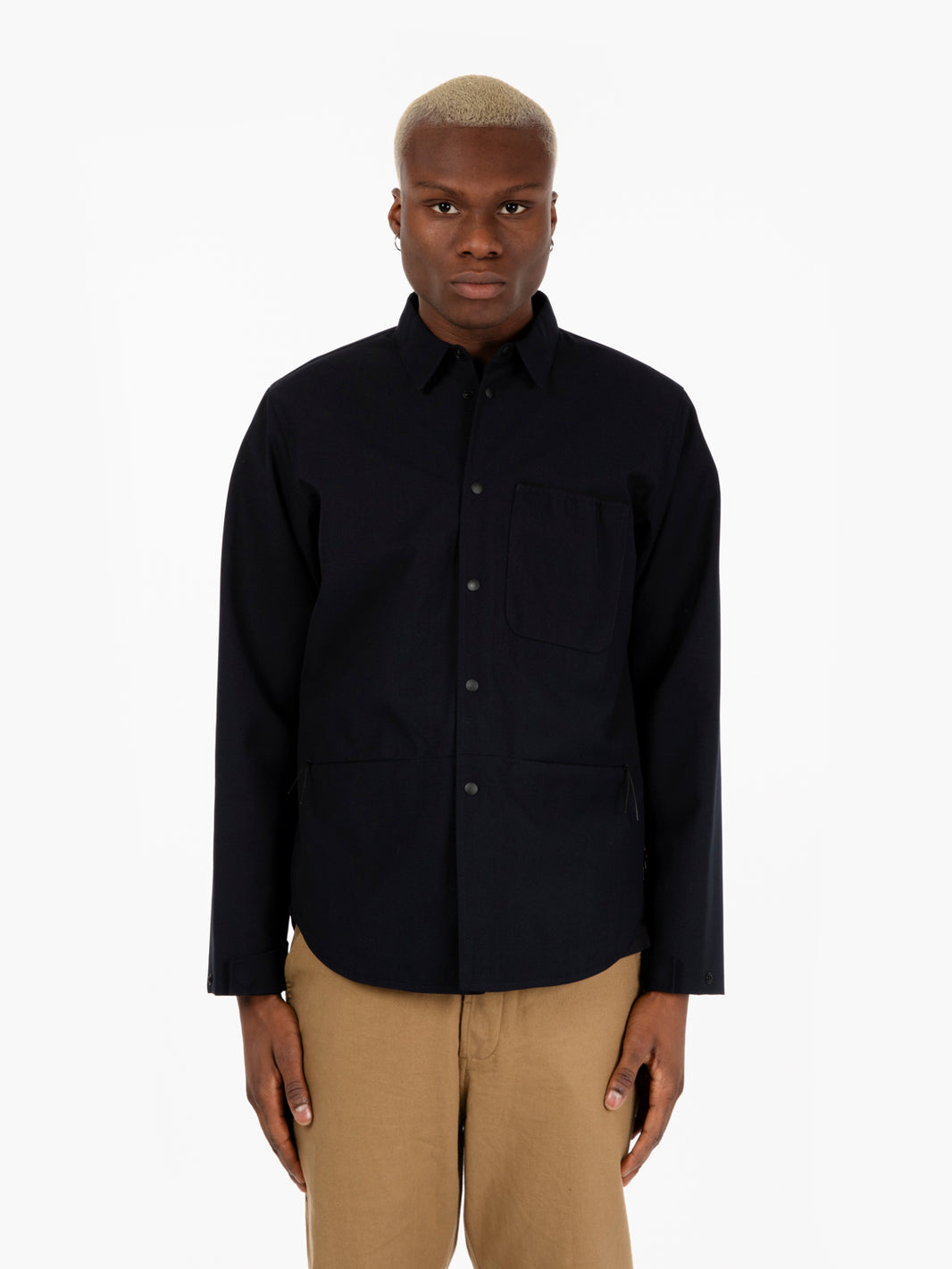 Travel shirt free gabardine navy blue