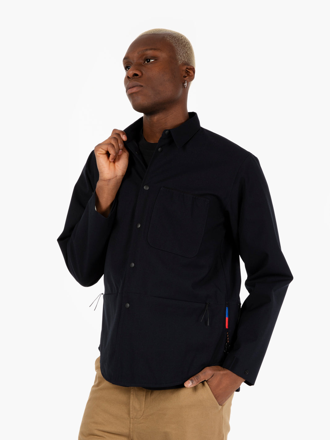 Travel shirt free gabardine navy blue