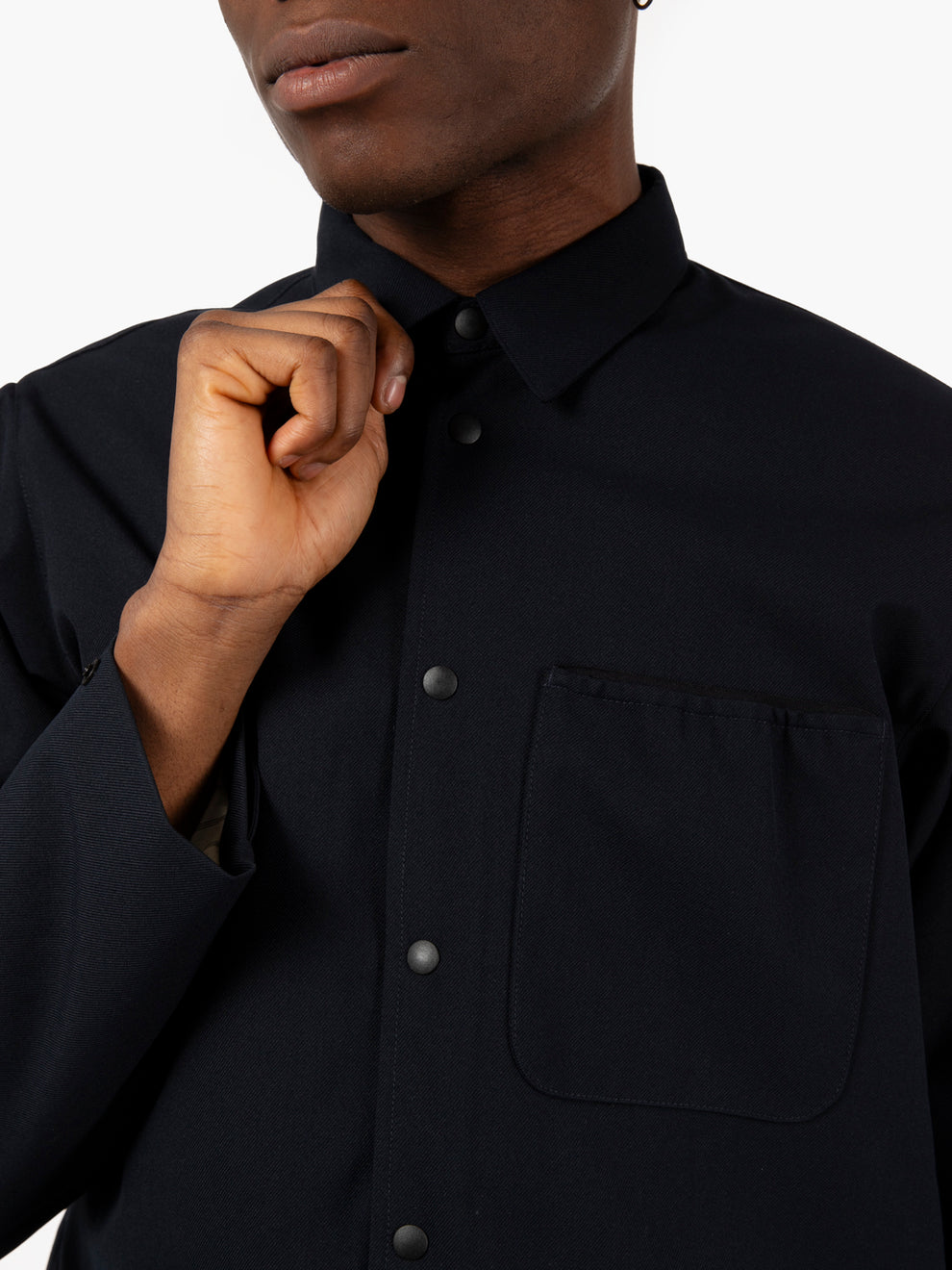Travel shirt free gabardine navy blue