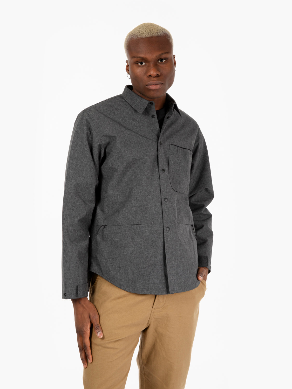 Travel shirt Vatican canvas dark grey melange