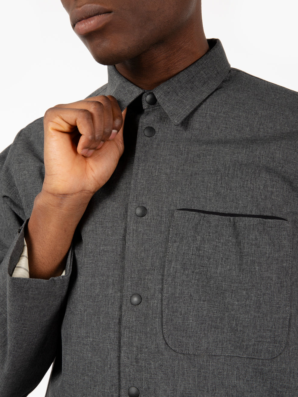 Travel shirt Vatican canvas dark grey melange